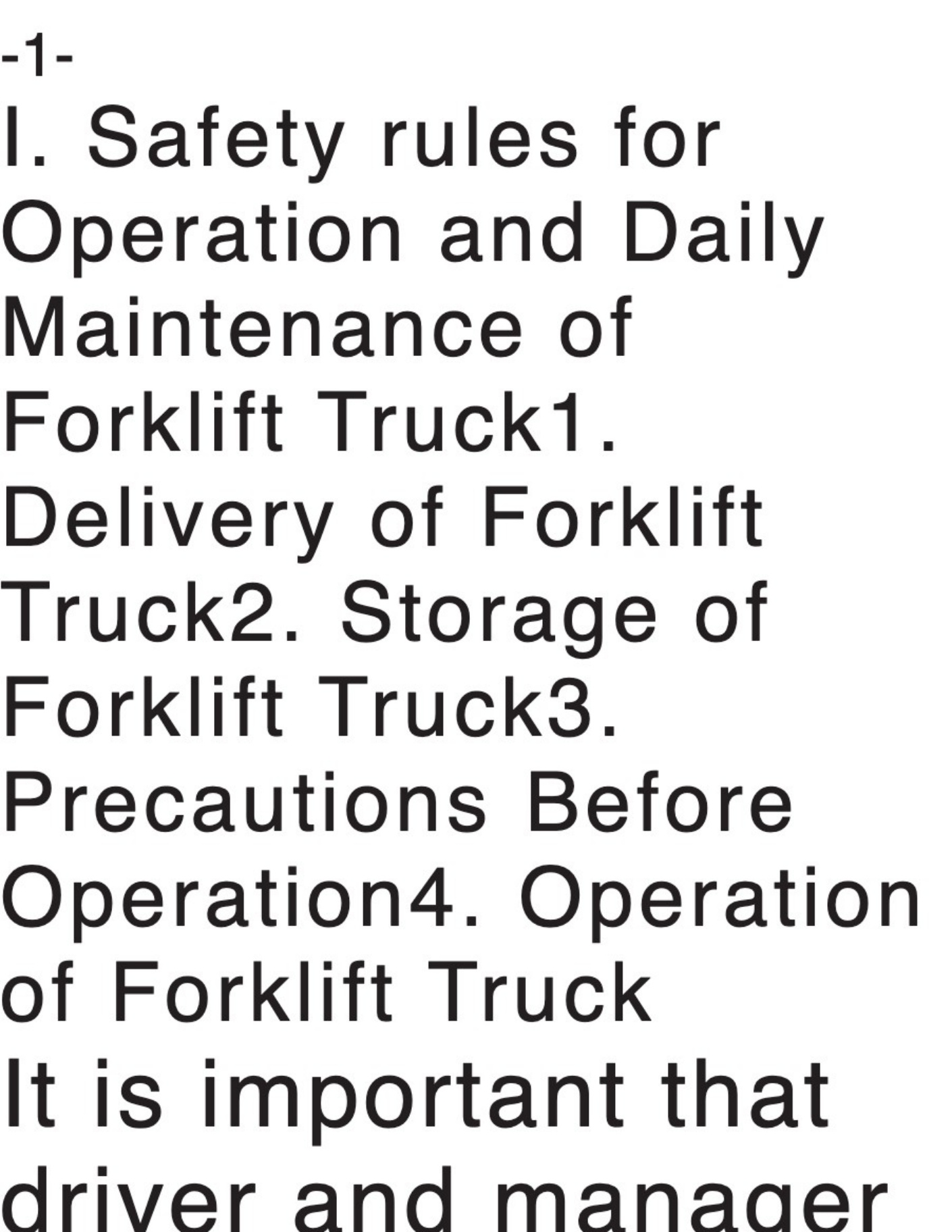 Sample 2 of Technical Document H2000 Series Forklift Operation Operation & Maintenance Manual (OMM) [PDF]