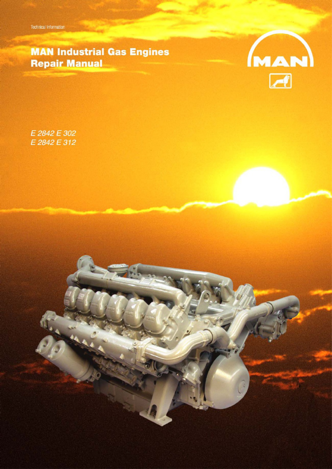 Technical Document MAN 2842 E Industrial Gas Engine Workshop Service Manual [PDF] cover