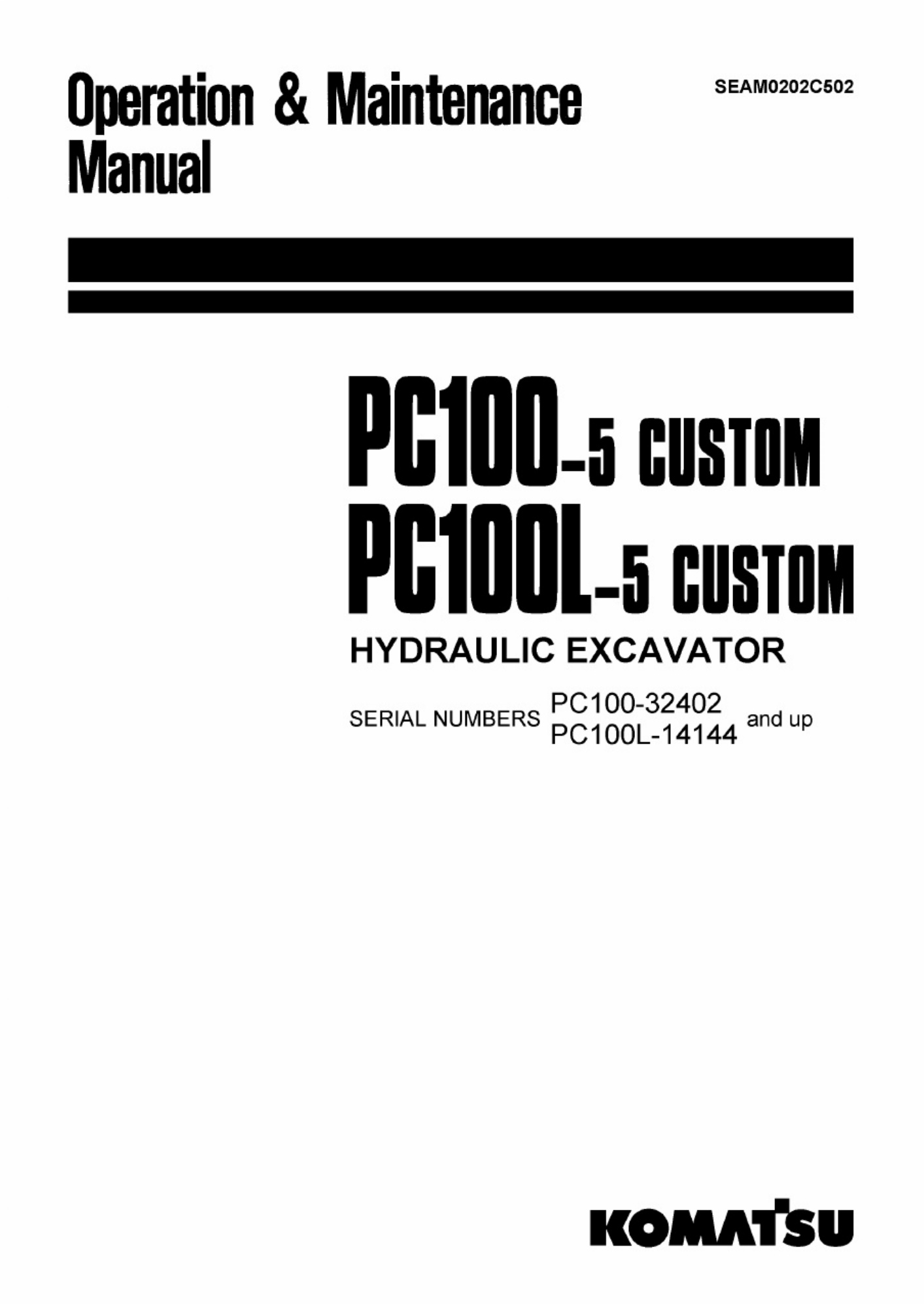Technical Document PC100-5 Operation & Maintenance Manual (OMM) [PDF] cover