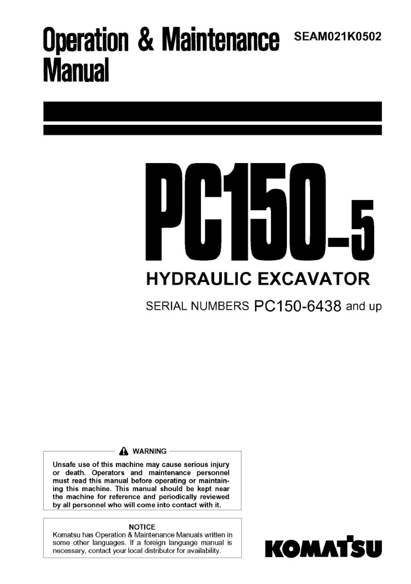 Technical Document PC150 Technical Manual [PDF] cover