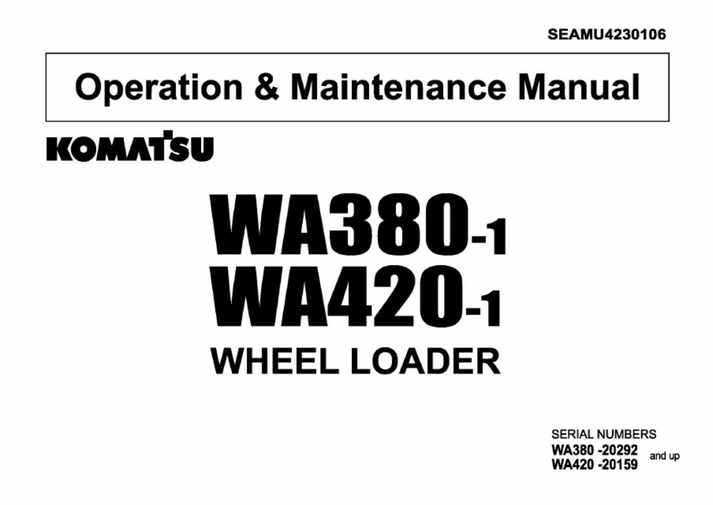 Technical Document Seamu4230106 - Wa420-1 Technical Manual [PDF] cover
