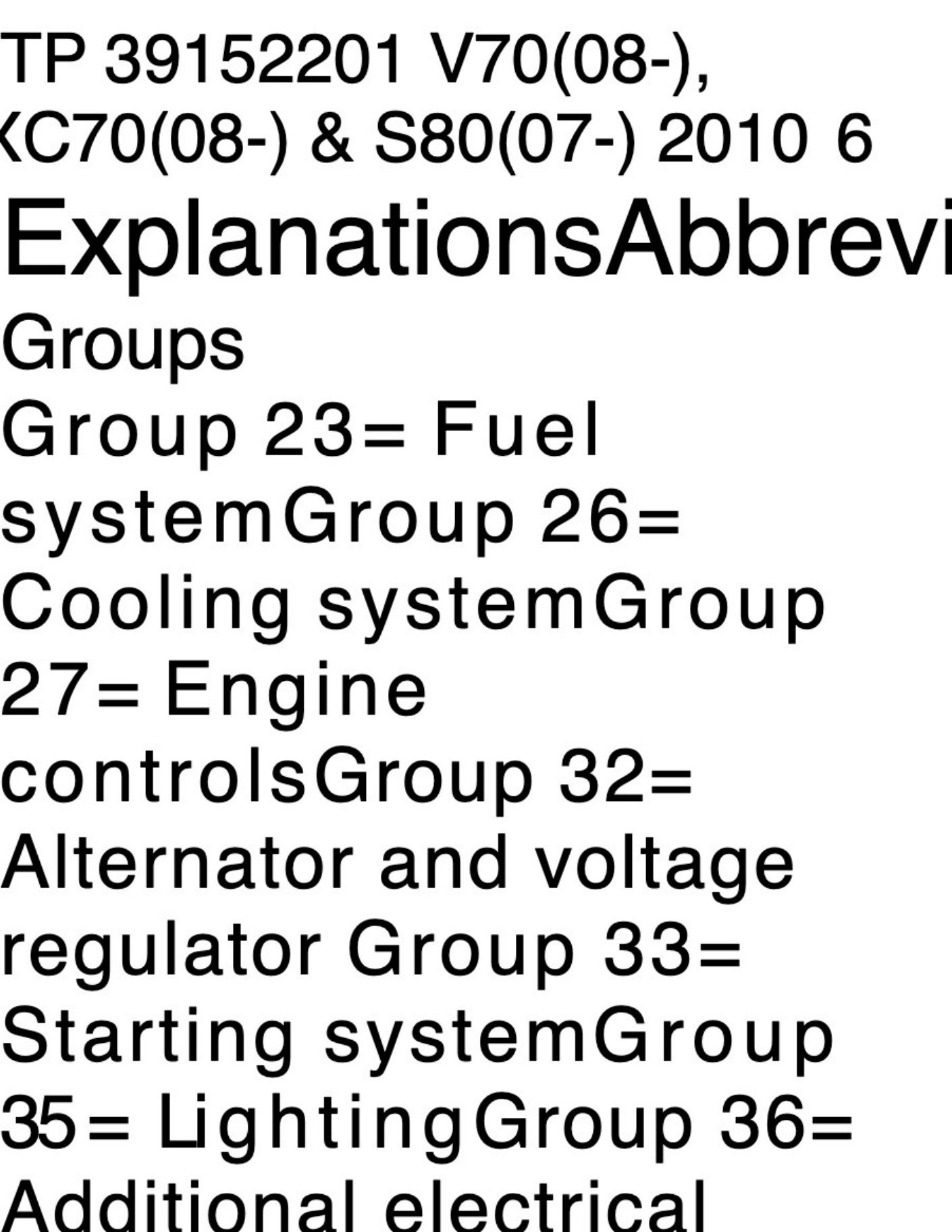 Sample 2 of Technical Document TP39152201 2010 V70 XC70 S80 Wiring Complete Electrical Wiring Schematic & System Diagram [PDF]