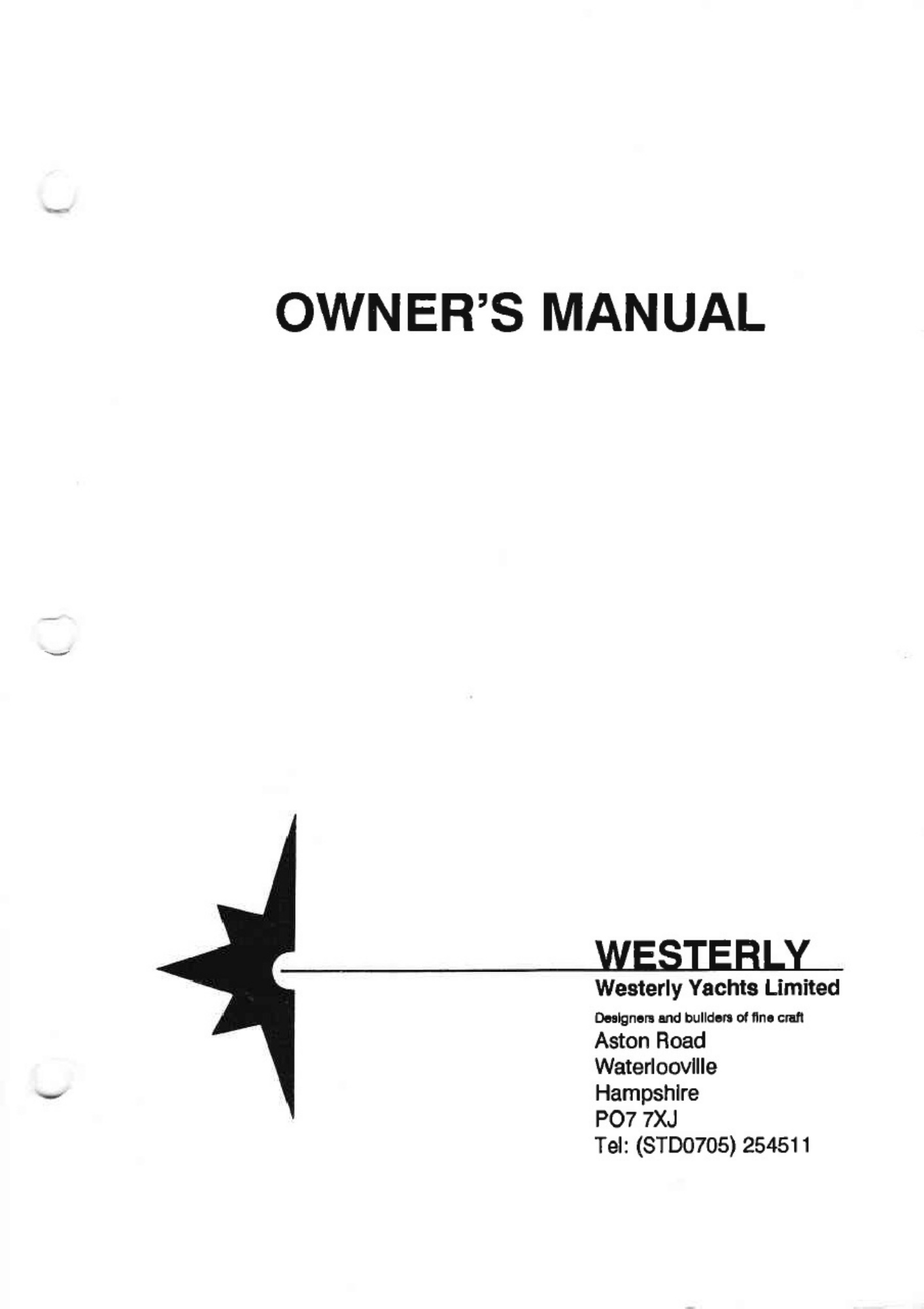 Technical Document Westerly Yacht Owner s Technical Manual [PDF] cover