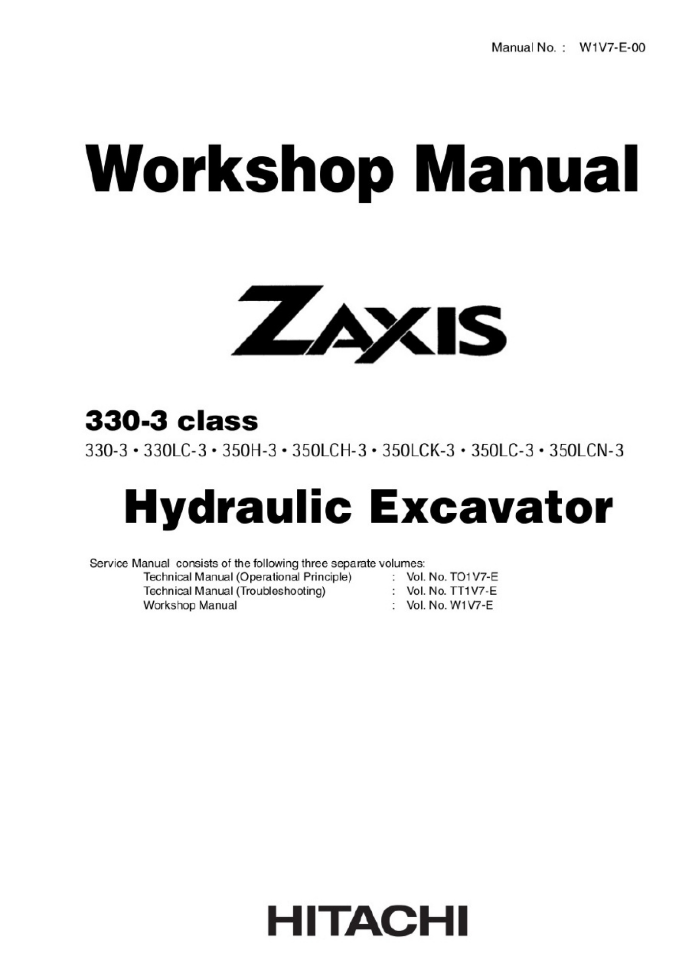 Sample 2 of Hitachi Zaxis 330 3 Excavator Workshop Service Manual [PDF]