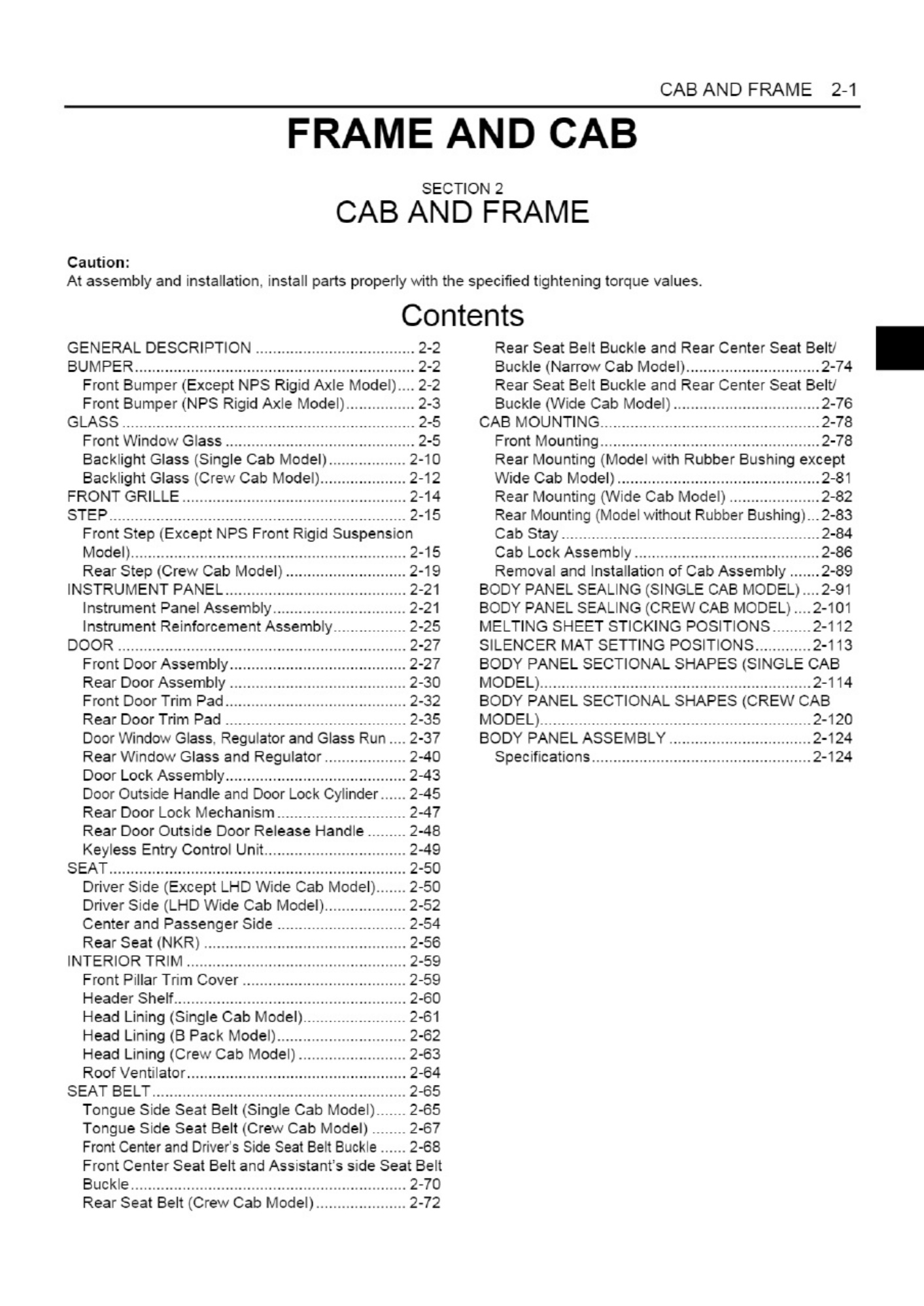 Sample 2 of Isuzu 2005 Isuzu Elf - N-Series - Frame a Technical Manual [PDF]