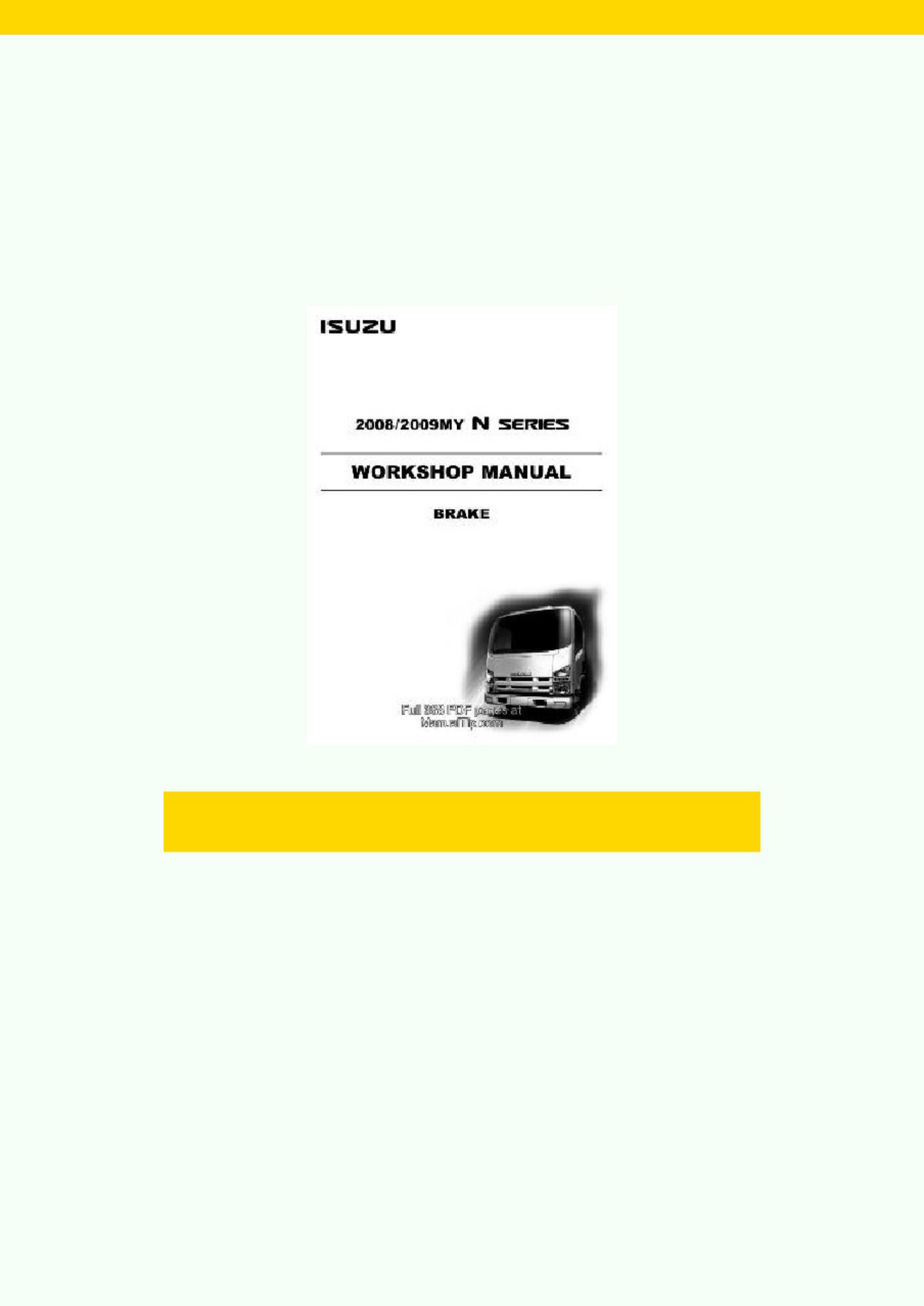 Isuzu 2008 2009my N Series Brake Workshop Service Manual [PDF] sample cover