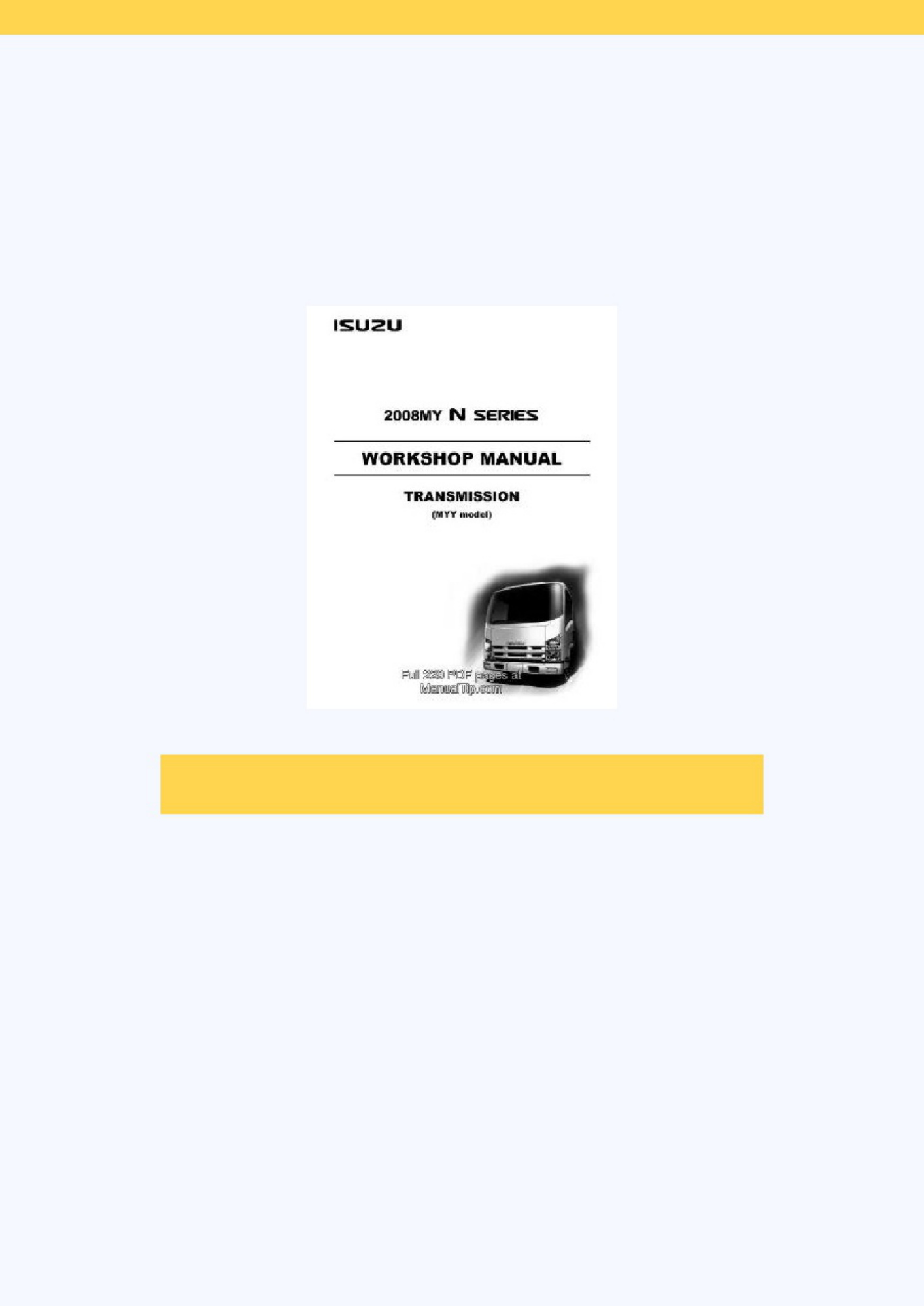 Isuzu 2008my N Series Transmission Myy Workshop Service Manual [PDF] cover