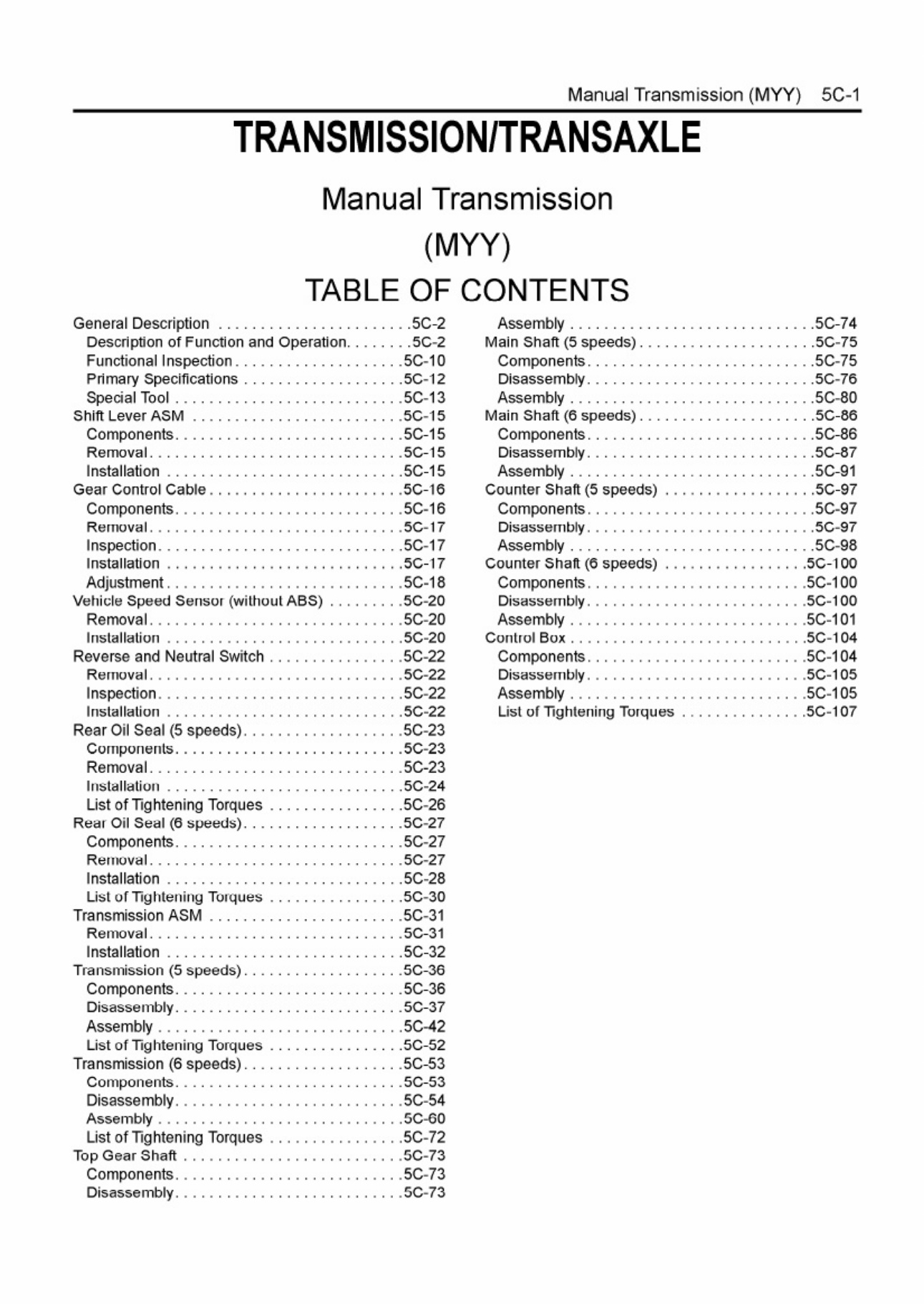 Sample 5 of Isuzu 2008my N Series Transmission Myy Workshop Service Manual [PDF]