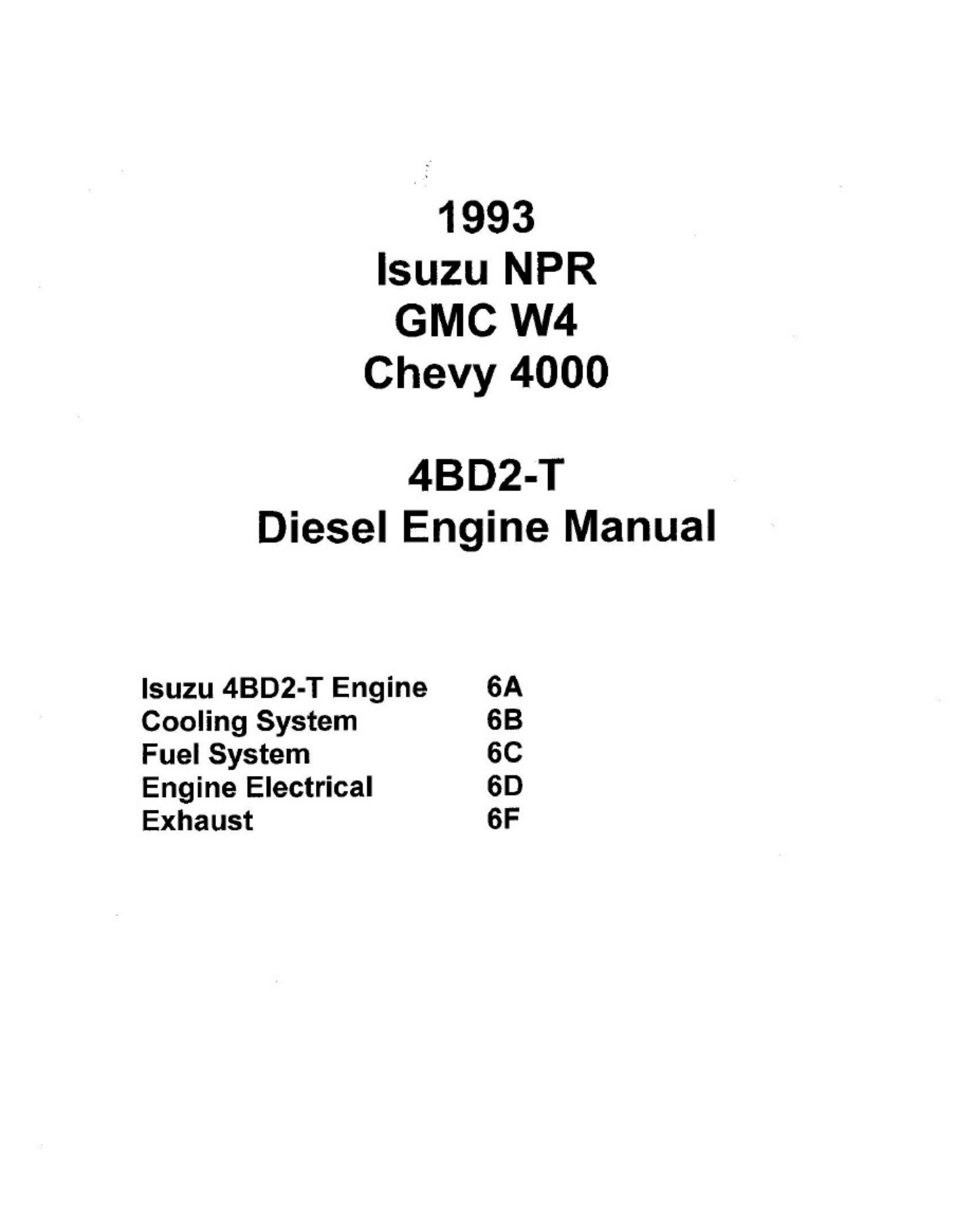Isuzu 4BD2-T Diesel Engine Technical Manual [PDF] cover