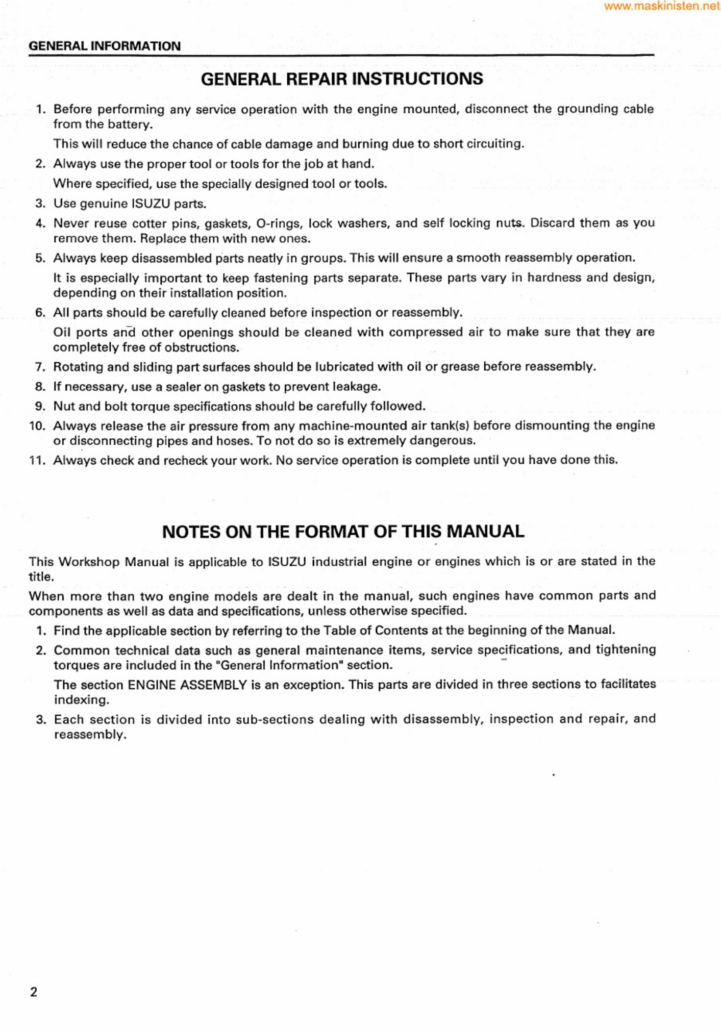 Sample 2 of Isuzu 4JG2 Workshop Service Manual [PDF]