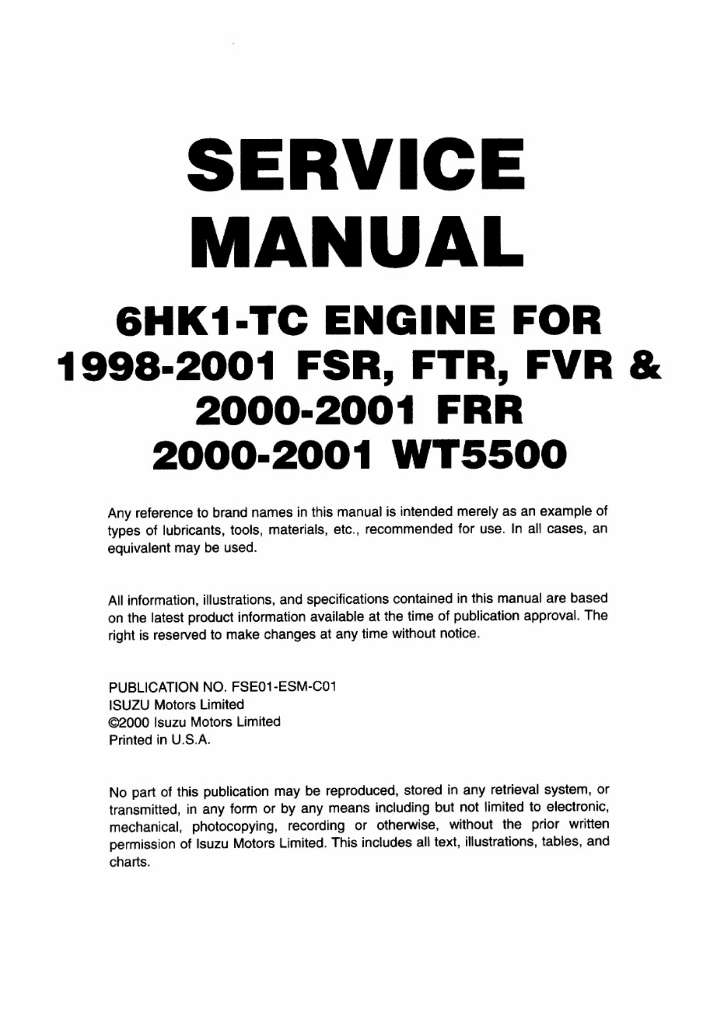 Sample 4 of Isuzu 6HK1 TC Engine Workshop Service Manual [PDF]