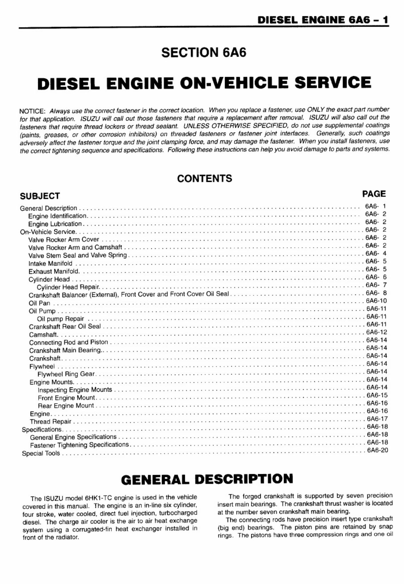 Sample 5 of Isuzu 6HK1 TC Engine Workshop Service Manual [PDF]