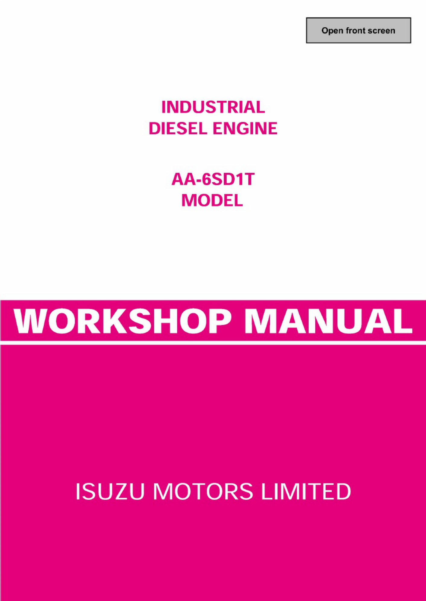 Isuzu 6SD1T Engine Workshop Service Manual [PDF] cover