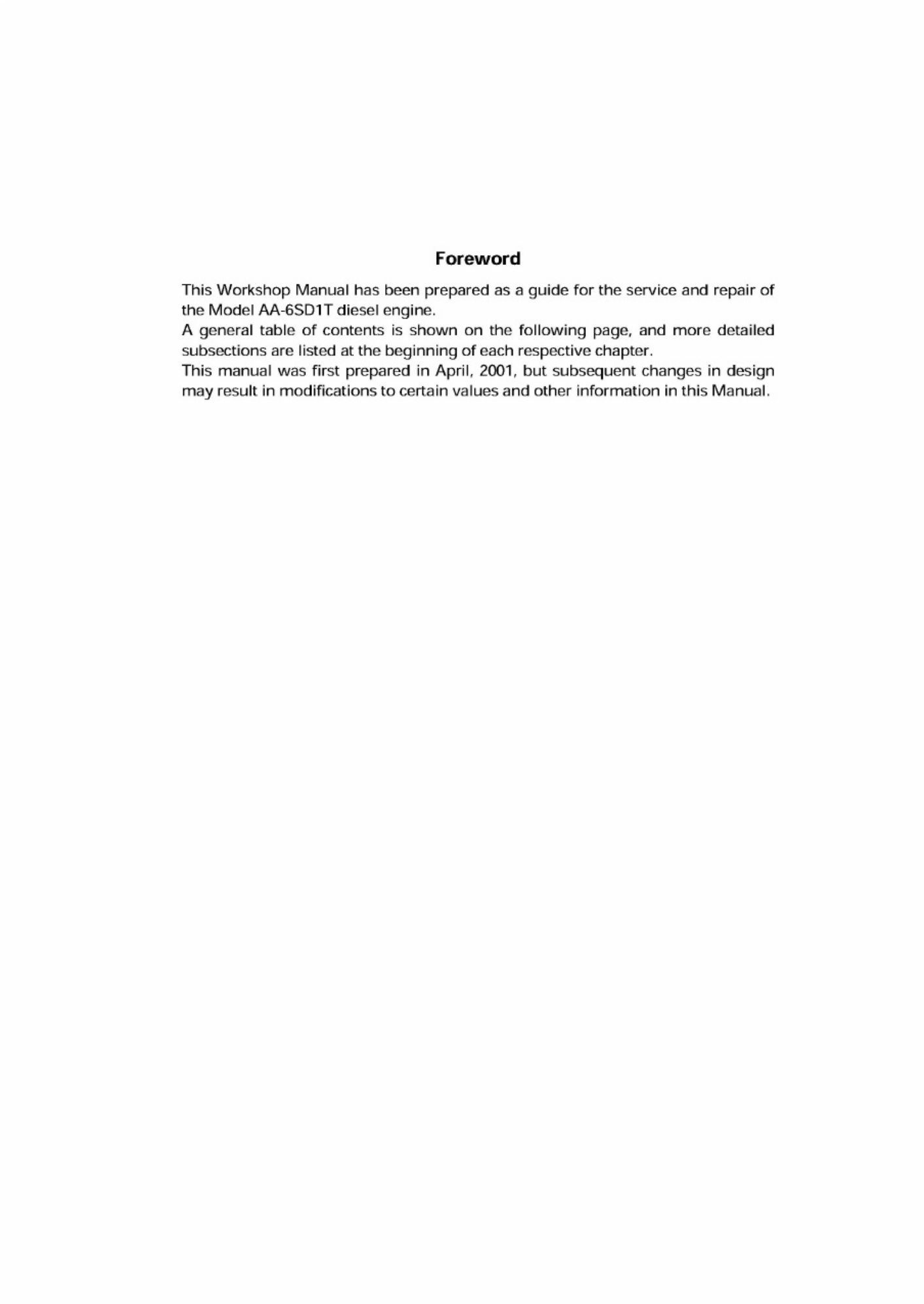 Sample 2 of Isuzu 6SD1T Engine Workshop Service Manual [PDF]