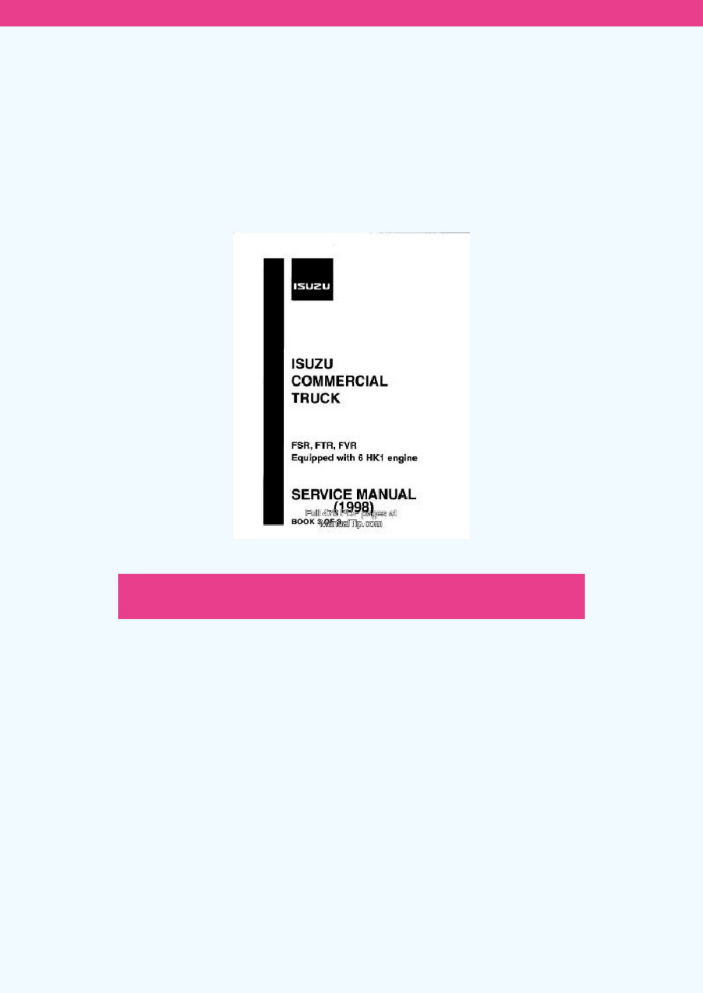 Isuzu Commercia Truck 1998 FSR FTR FVR Workshop Service Manual [PDF] cover