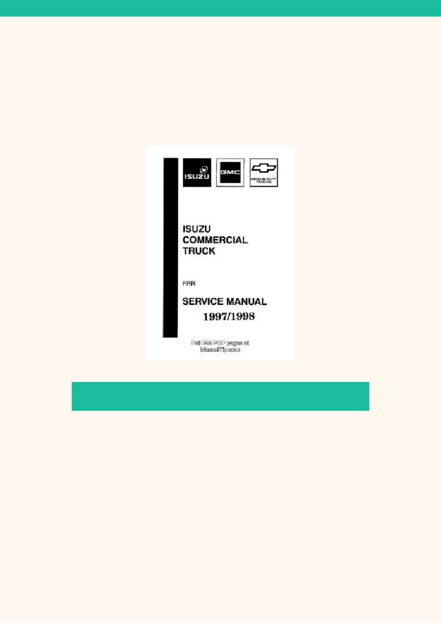 Isuzu Commercia Truck FSR FTR FVR 1998 Workshop Service Manual [PDF] cover