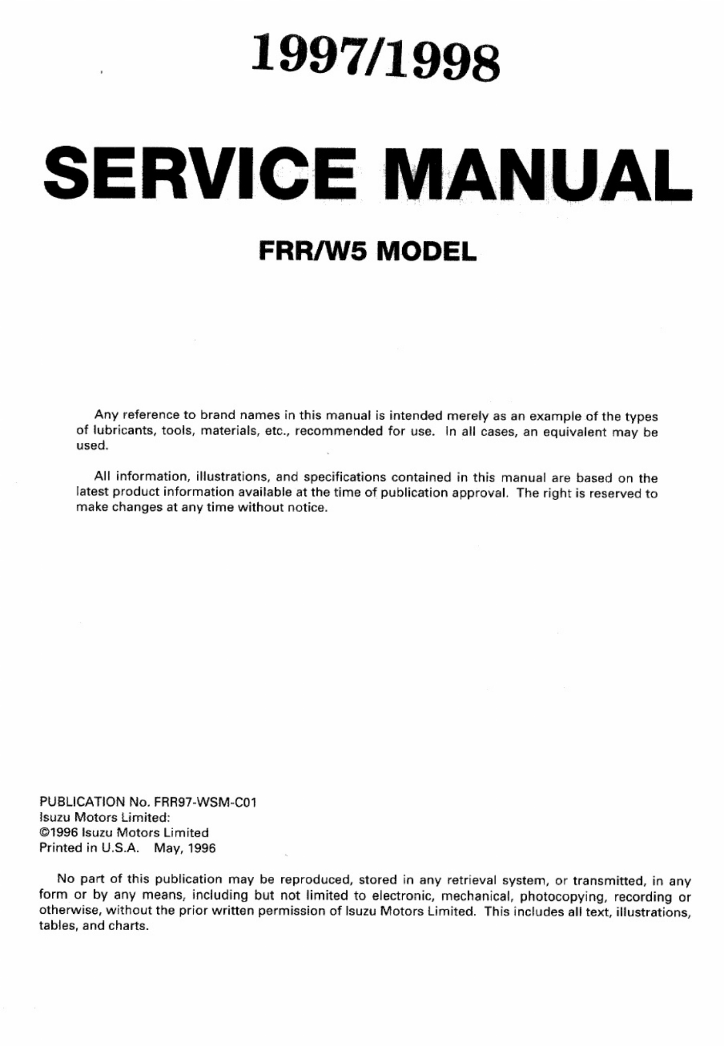 Sample 6 of Isuzu Commercia Truck FSR FTR FVR 1998 Workshop Service Manual [PDF]