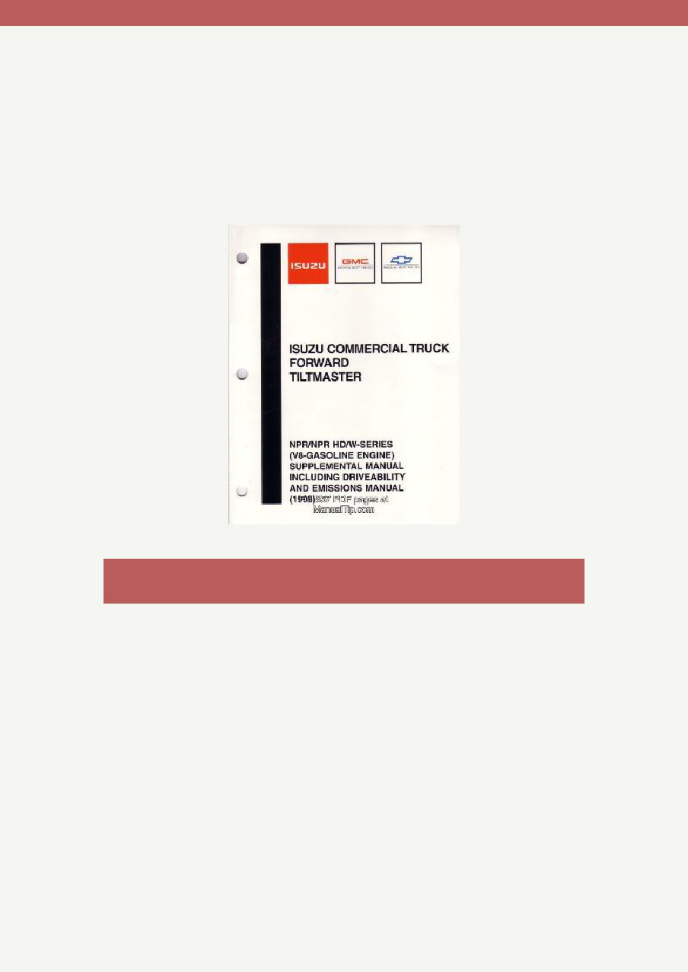 Isuzu Commerical Truck NPR 1998 Workshop Service Manual [PDF] cover