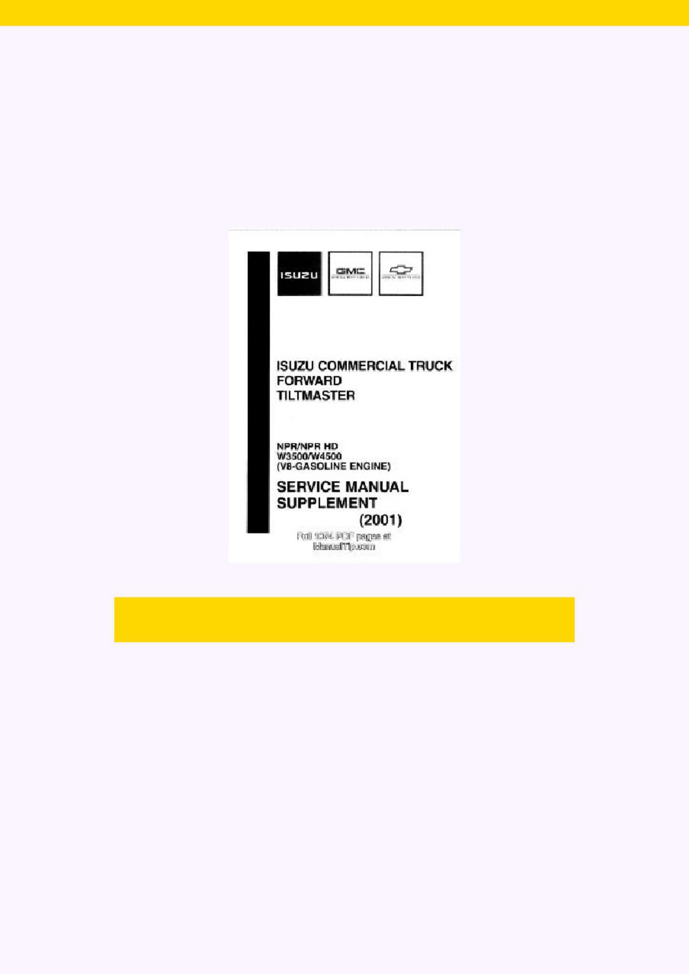 Isuzu Commerical Truck NPR 2001 Workshop Service Manual [PDF] cover