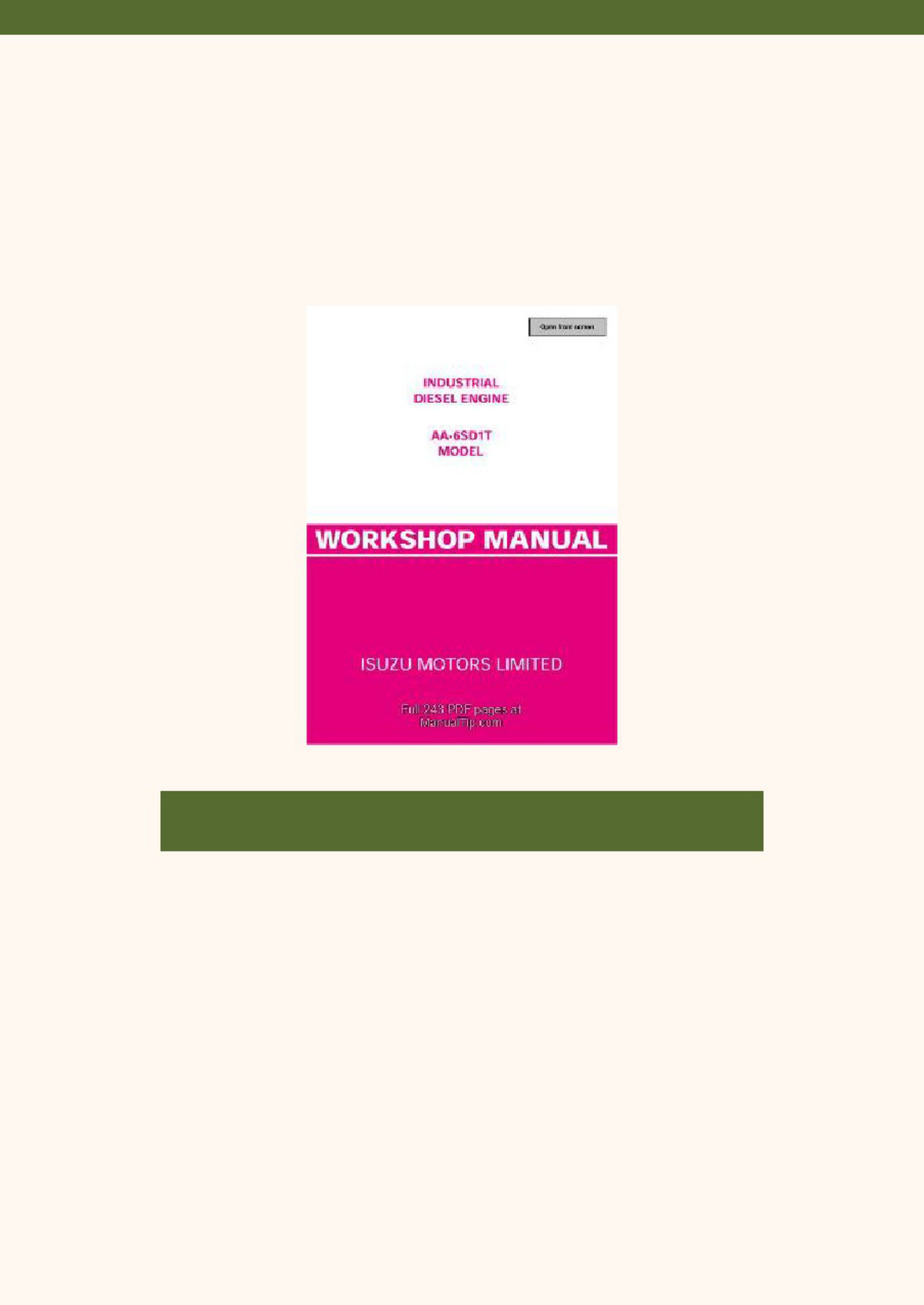 Isuzu Diesel Engine Model Aa 6Sd1T Workshop Service Manual [PDF] cover