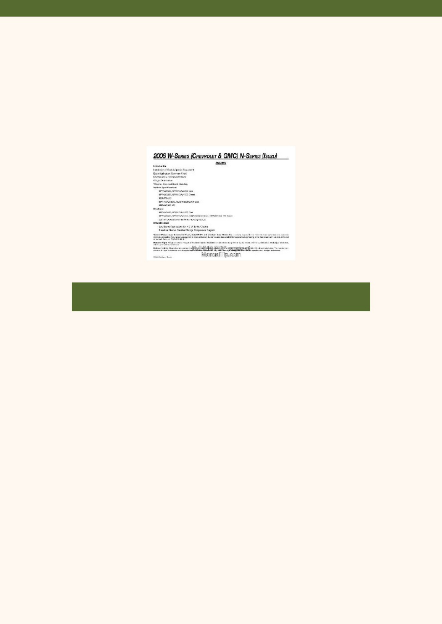 Isuzu GM Isuzu Truck NQR 2006 N Series Workshop Service Manual [PDF] cover