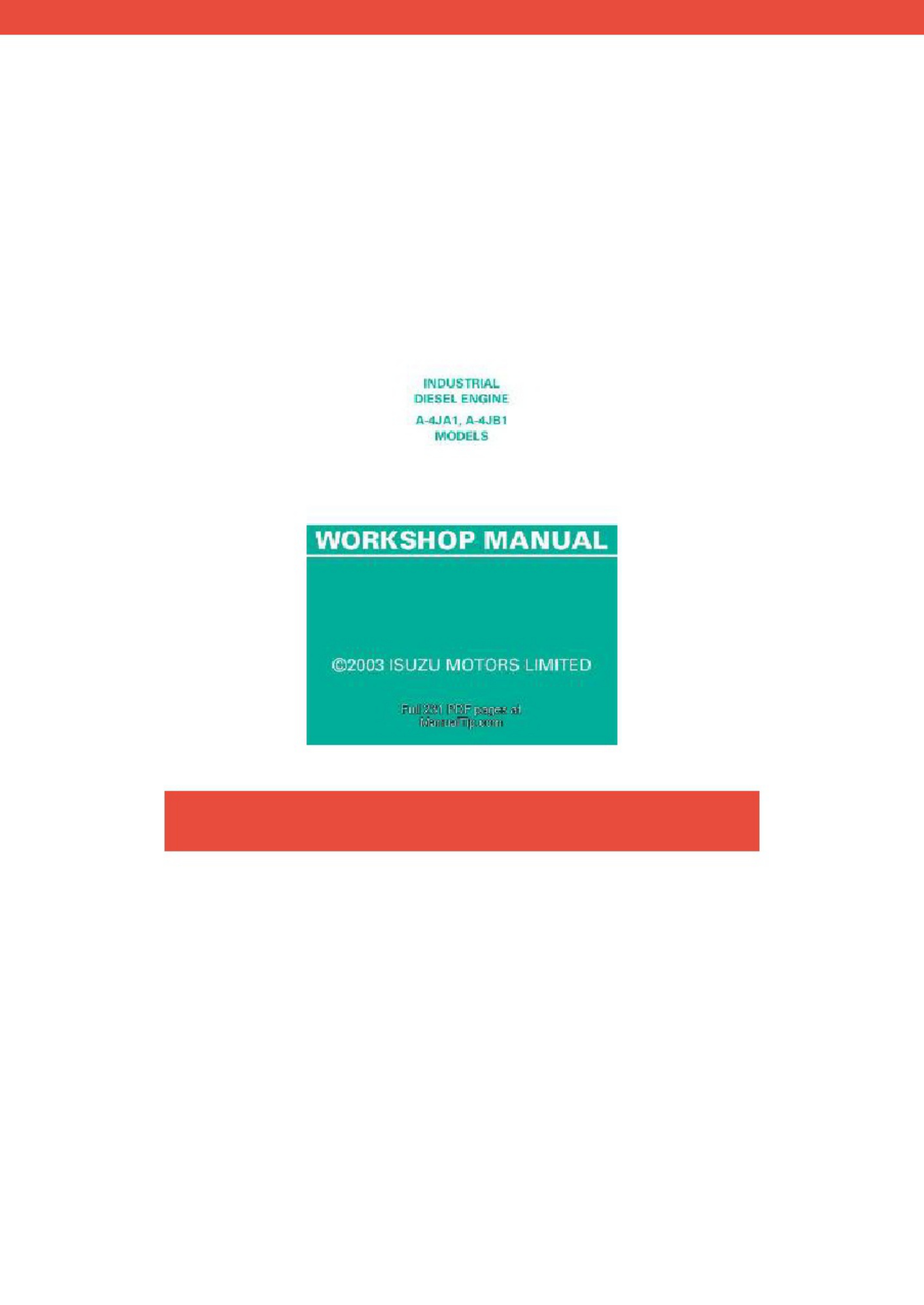 Isuzu Industrial Engine A 4ja1 A 4Jb1 Workshop Service Manual [PDF] cover