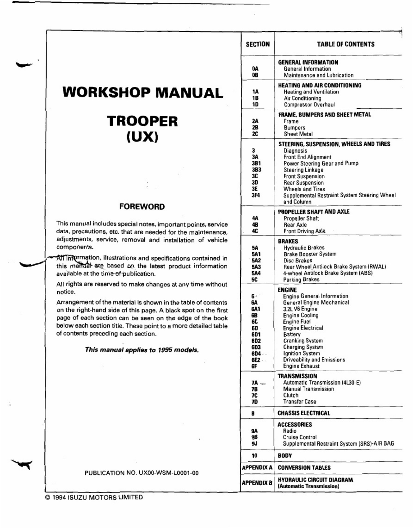 Sample 3 of Isuzu Manual Isuzu Trooper Ux 1995 Comple Technical Manual [PDF]