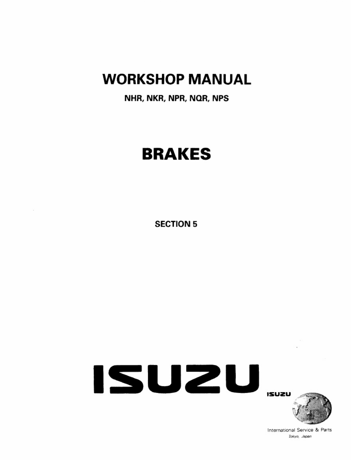 Isuzu N Series Brake Workshop Service Manual [PDF] cover