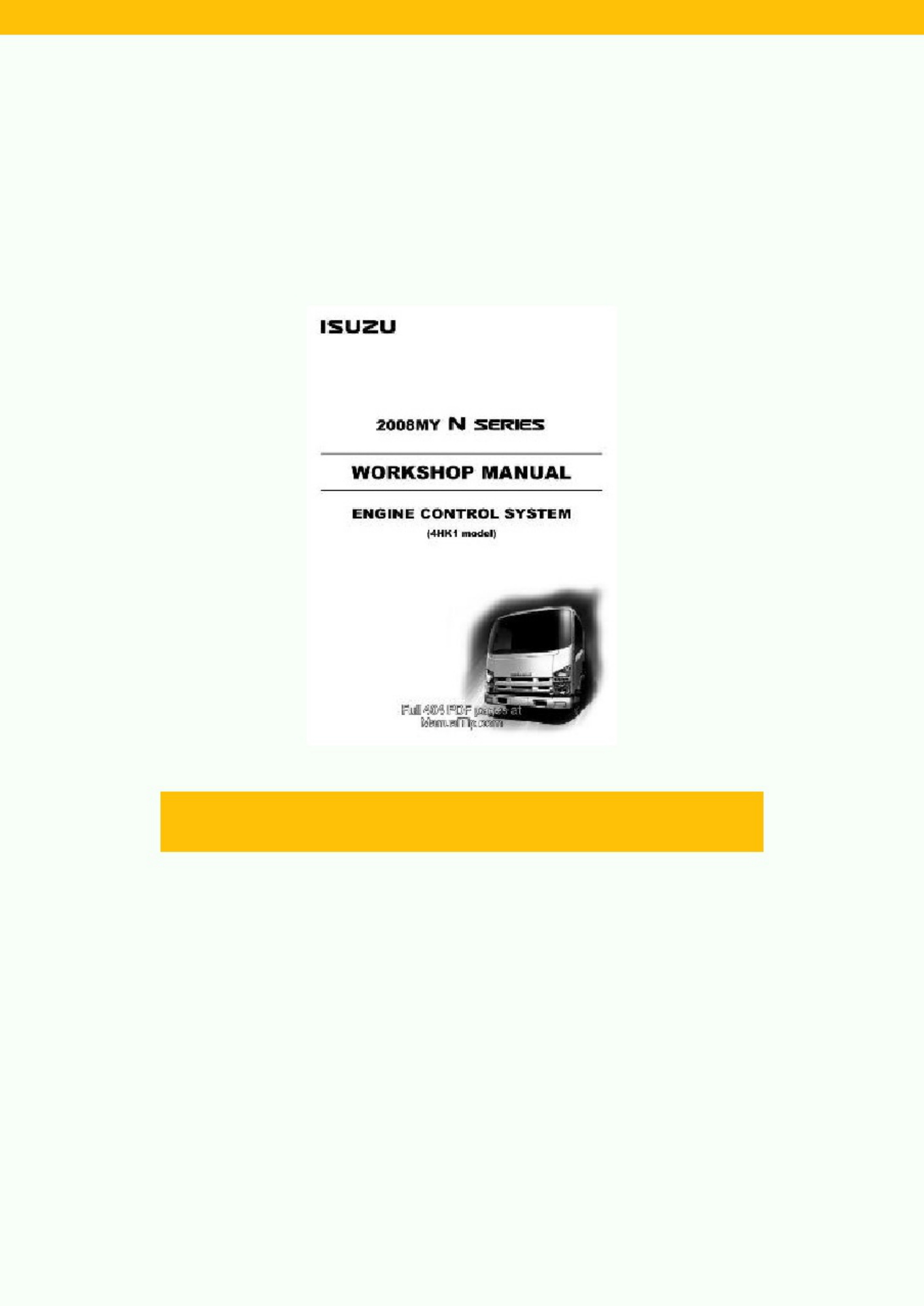 Isuzu N Series Engine 4Hk1 Model 2008 Workshop Service Manual [PDF] sample cover