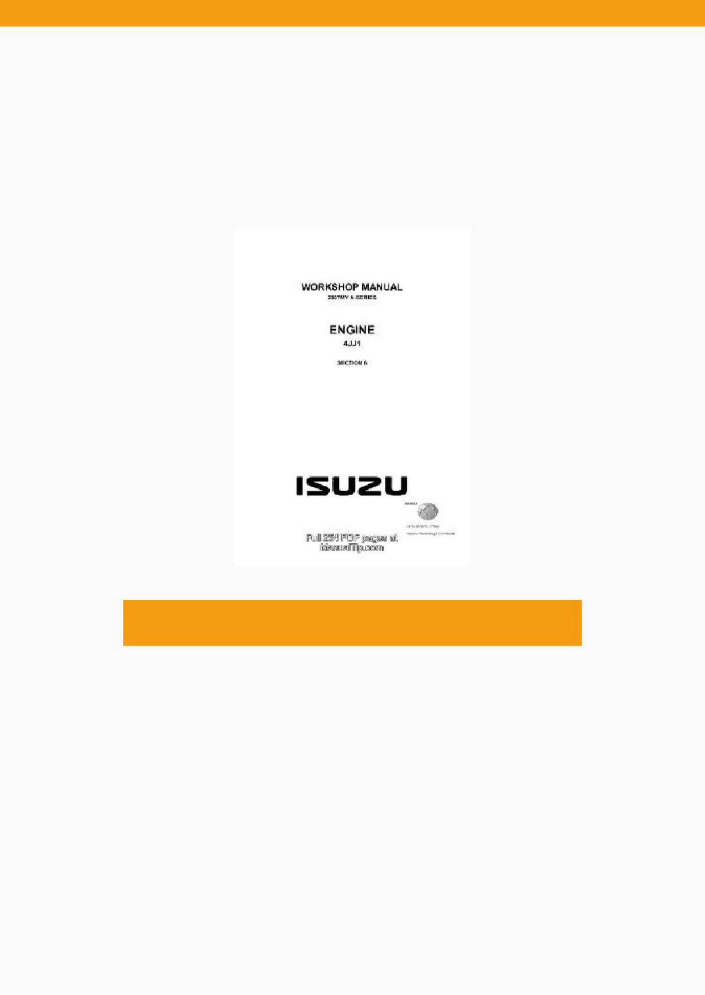 Isuzu N Series Engine 4Jj1 2007 Workshop Service Manual [PDF] cover