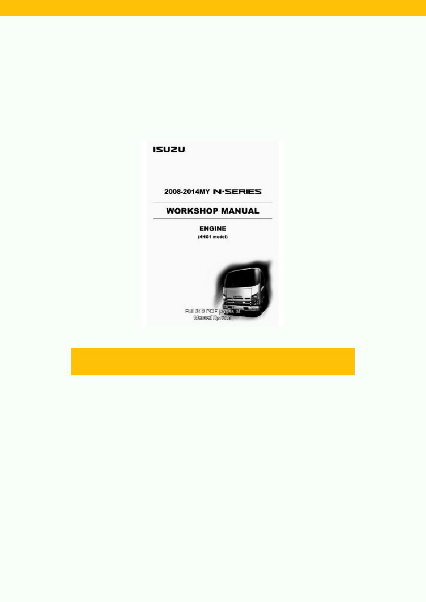 Isuzu N Series Lg4Hg We 0871 4Hg1 08 14 Workshop Service Manual [PDF] cover