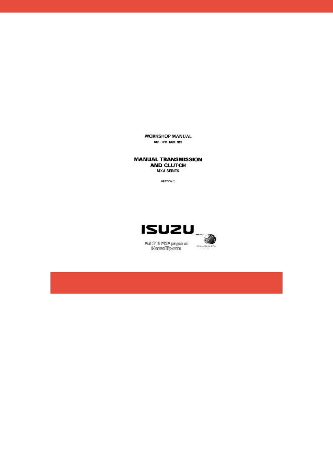 Isuzu NHR NKR NPR NQR Nps Tranmission Clu Technical Manual [PDF] cover