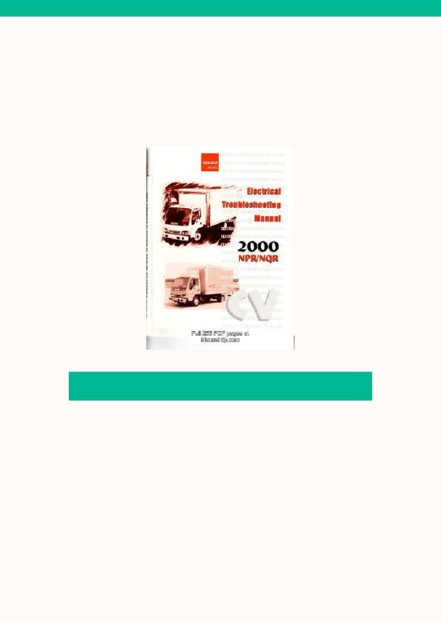 Isuzu NPR NQR 2000 Electrical Troubeshoot Complete Electrical Wiring Schematic & System Diagram [PDF] cover