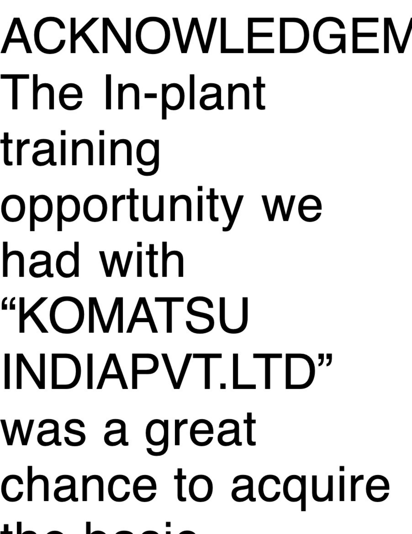 Sample 2 of Komatsu In-Plant Training Report at Ko Technical Manual [PDF]