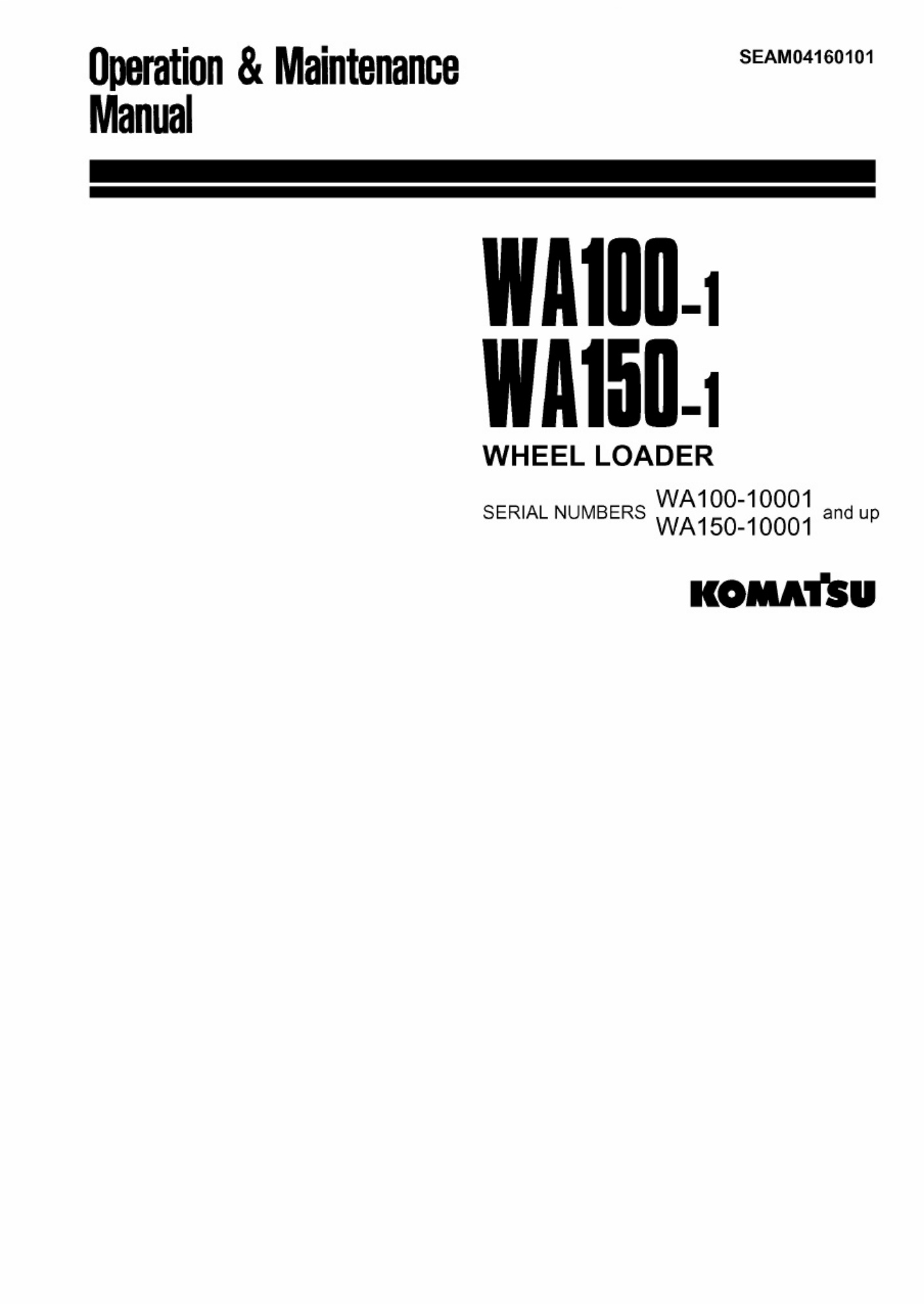 Komatsu WA 150 1 Maintenance Operation & Maintenance Manual (OMM) [PDF] cover