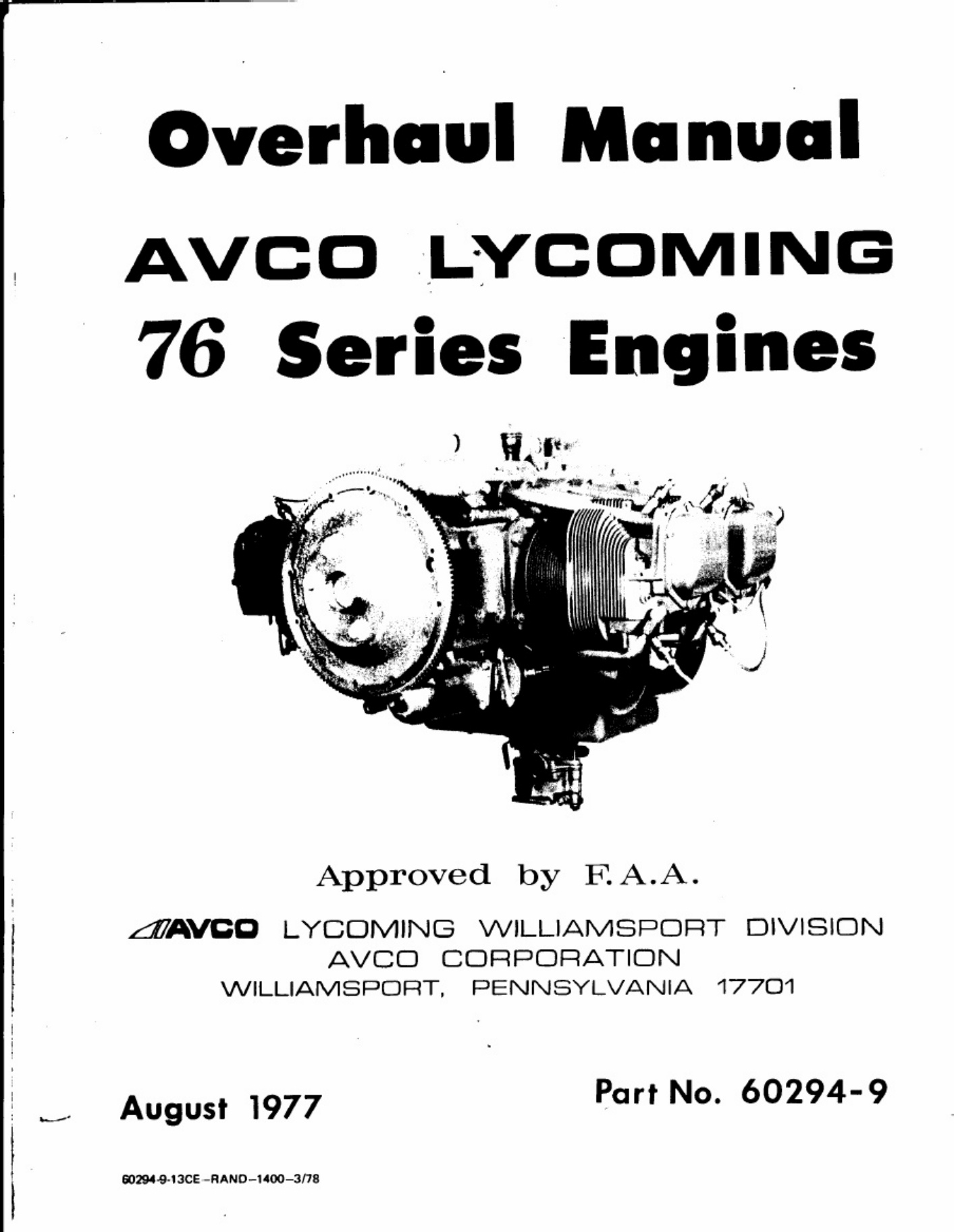 Sample 3 of Lycoming Engines Lycoming 76 Series Overhaul Technical Manual [PDF]