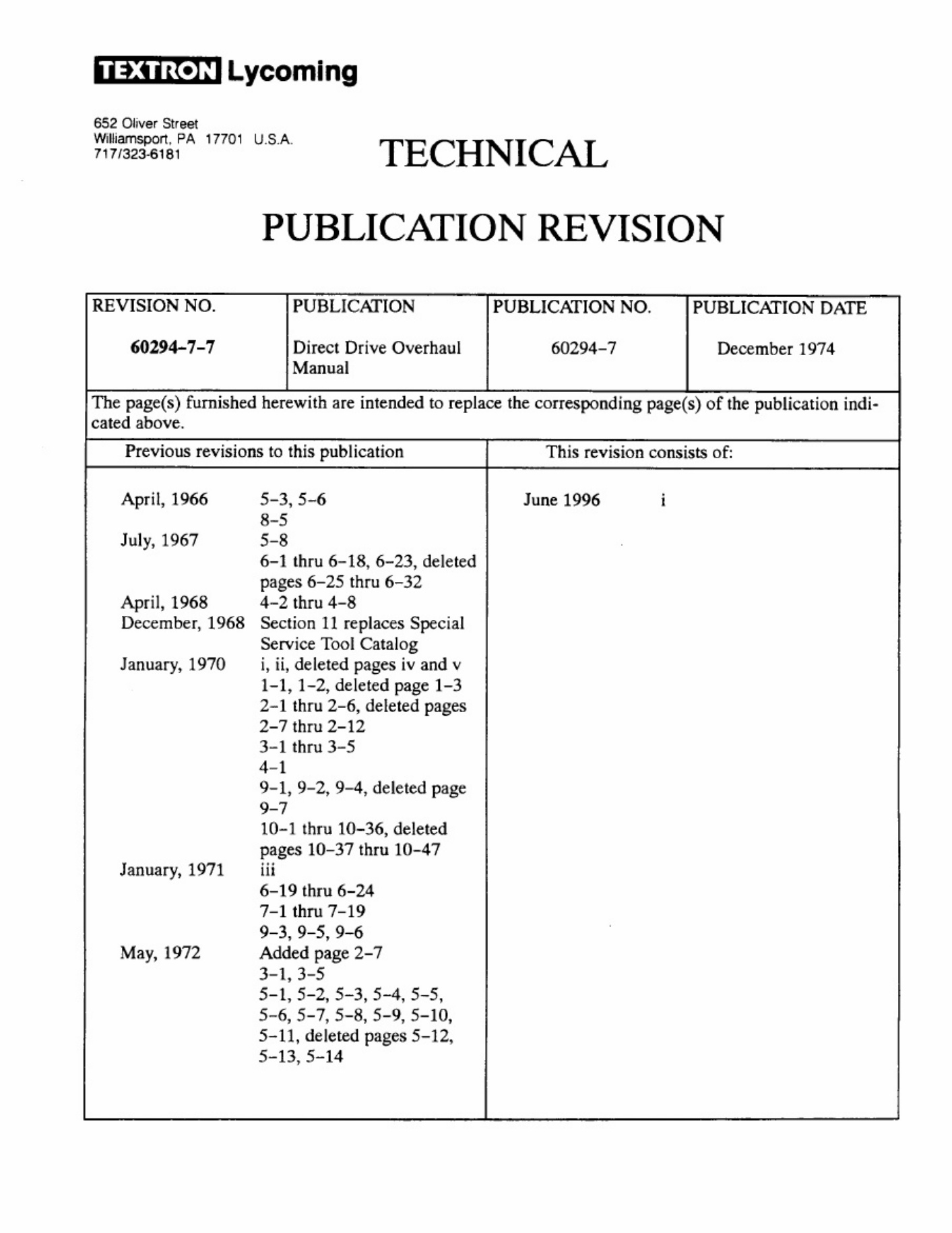 Lycoming Engines Lycoming Direct Drive Overhaul Technical Manual [PDF] cover