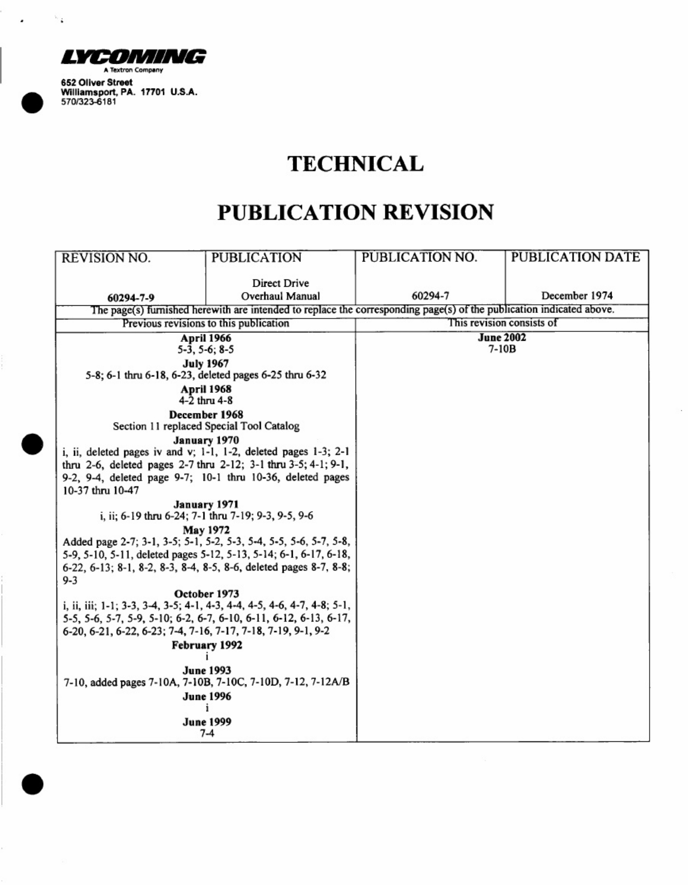 Lycoming Engines Lycoming Overhaul Heavy Duty Diesel Engine Technical Manual [PDF] cover