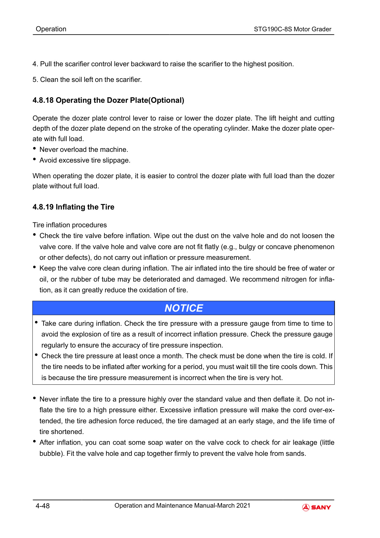 Sample 6 of Sany Heavy STG190C-8S Motor Grader Operation & Maintenance Manual (OMM) [PDF]