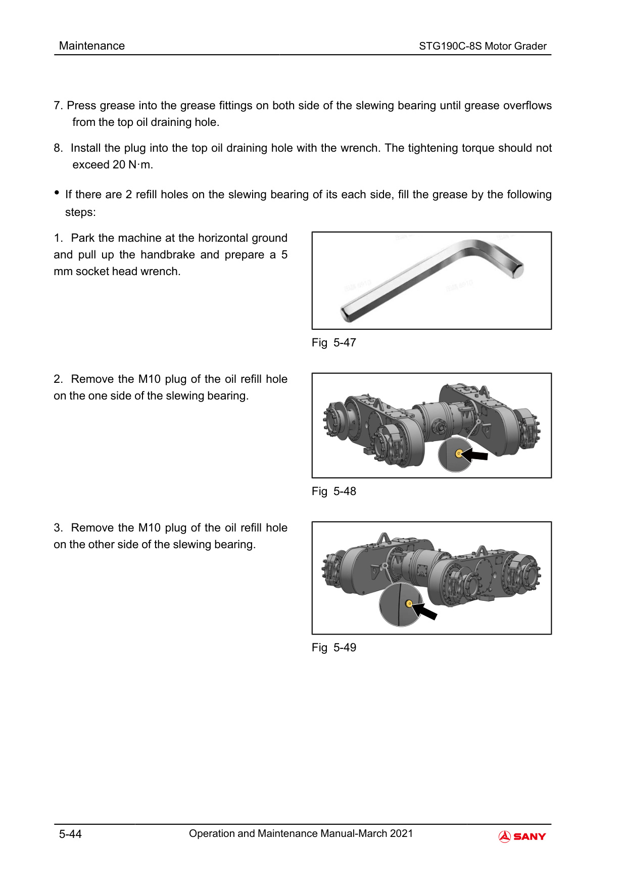 Sample 7 of Sany Heavy STG190C-8S Motor Grader Operation & Maintenance Manual (OMM) [PDF]