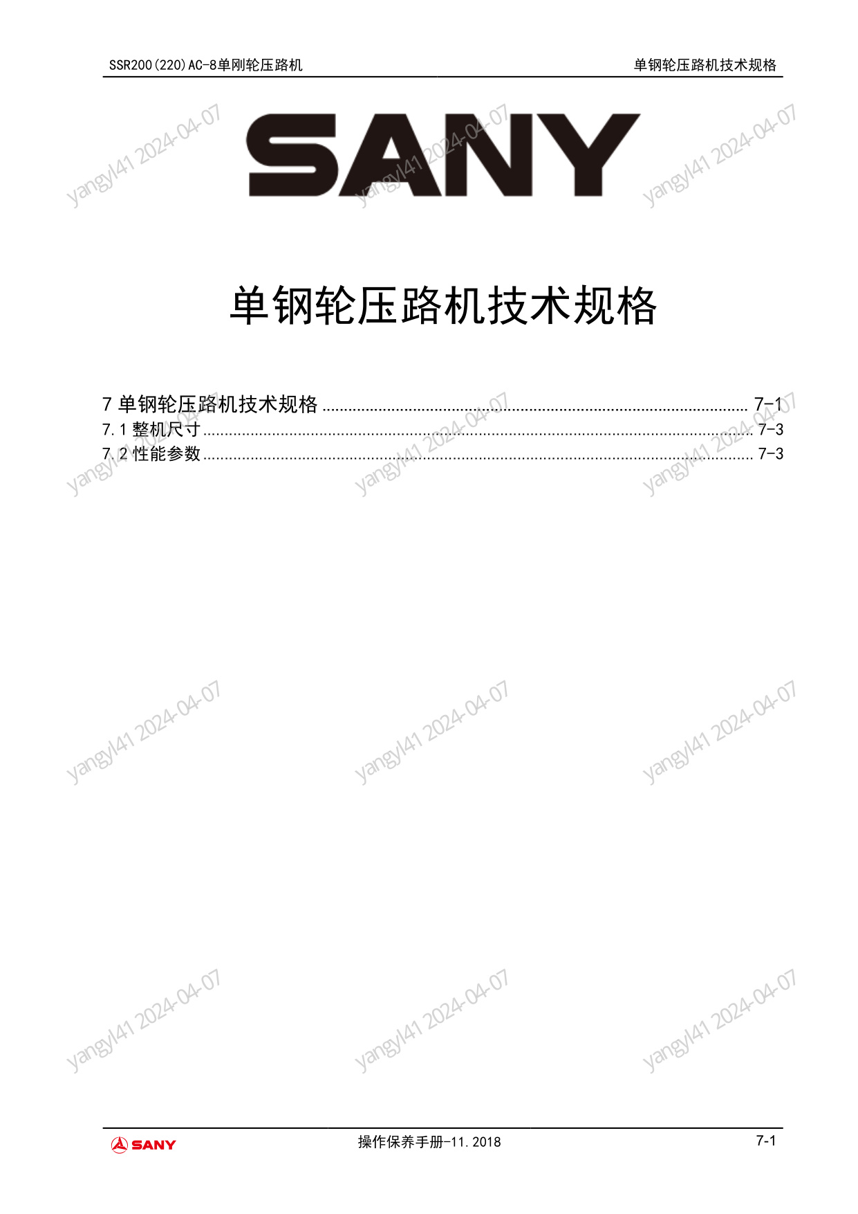Sample 8 of Sany Heavy SSR200AC-8 Vibratory Roller Operation & Maintenance Manual (OMM) [PDF]