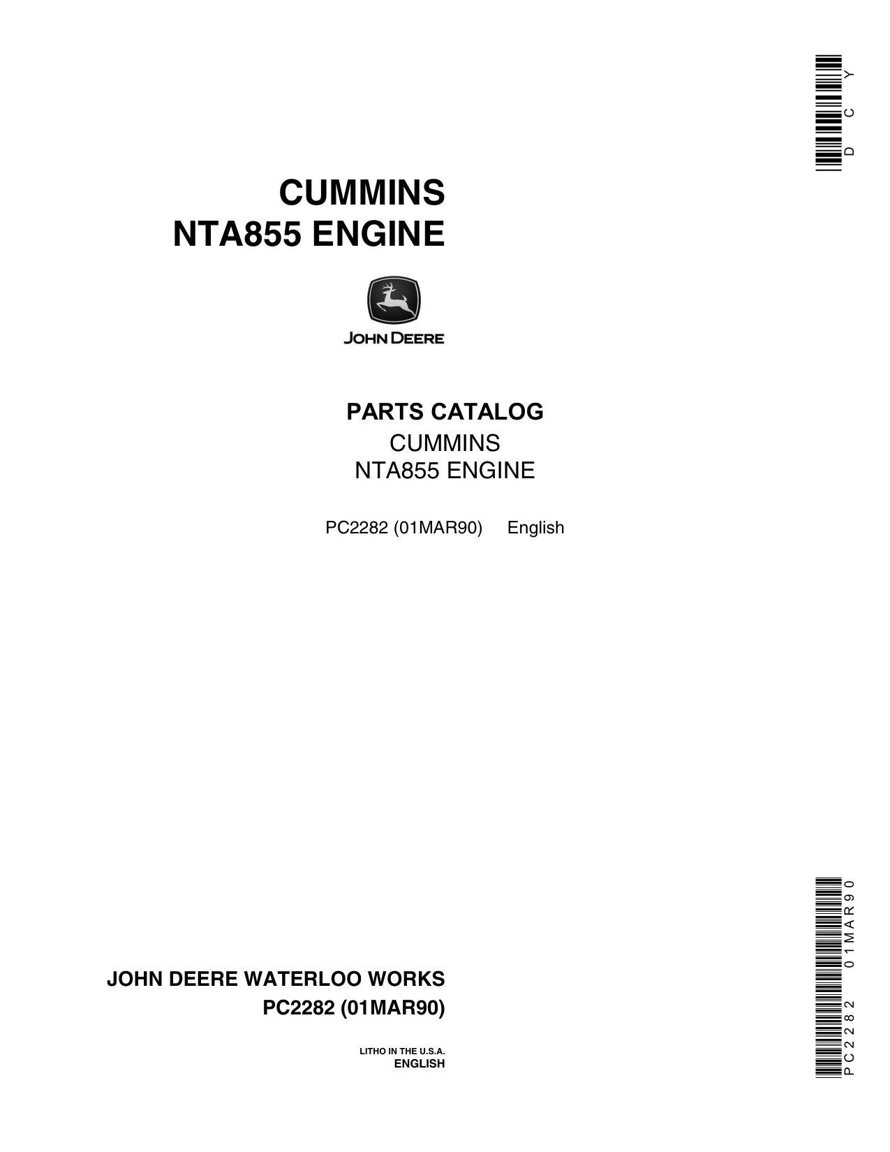 John Deere / Cummins NTA855 Heavy Duty Diesel Engine Parts Catalog (PC2282) [PDF] sample cover