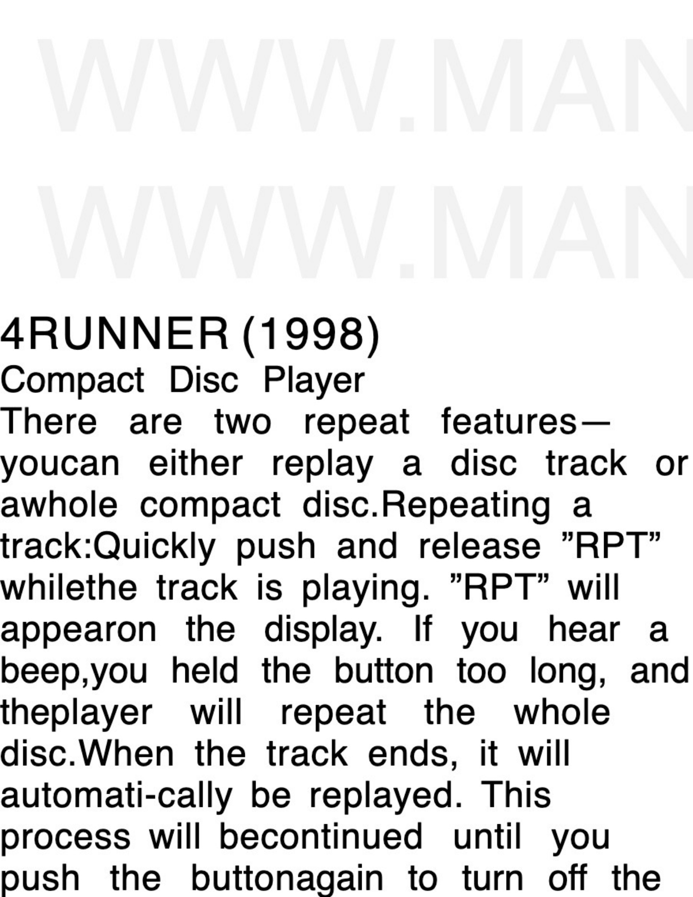 Sample 5 of Toyota 1998 Toyota 4Runner Operation Operation & Maintenance Manual (OMM) [PDF]