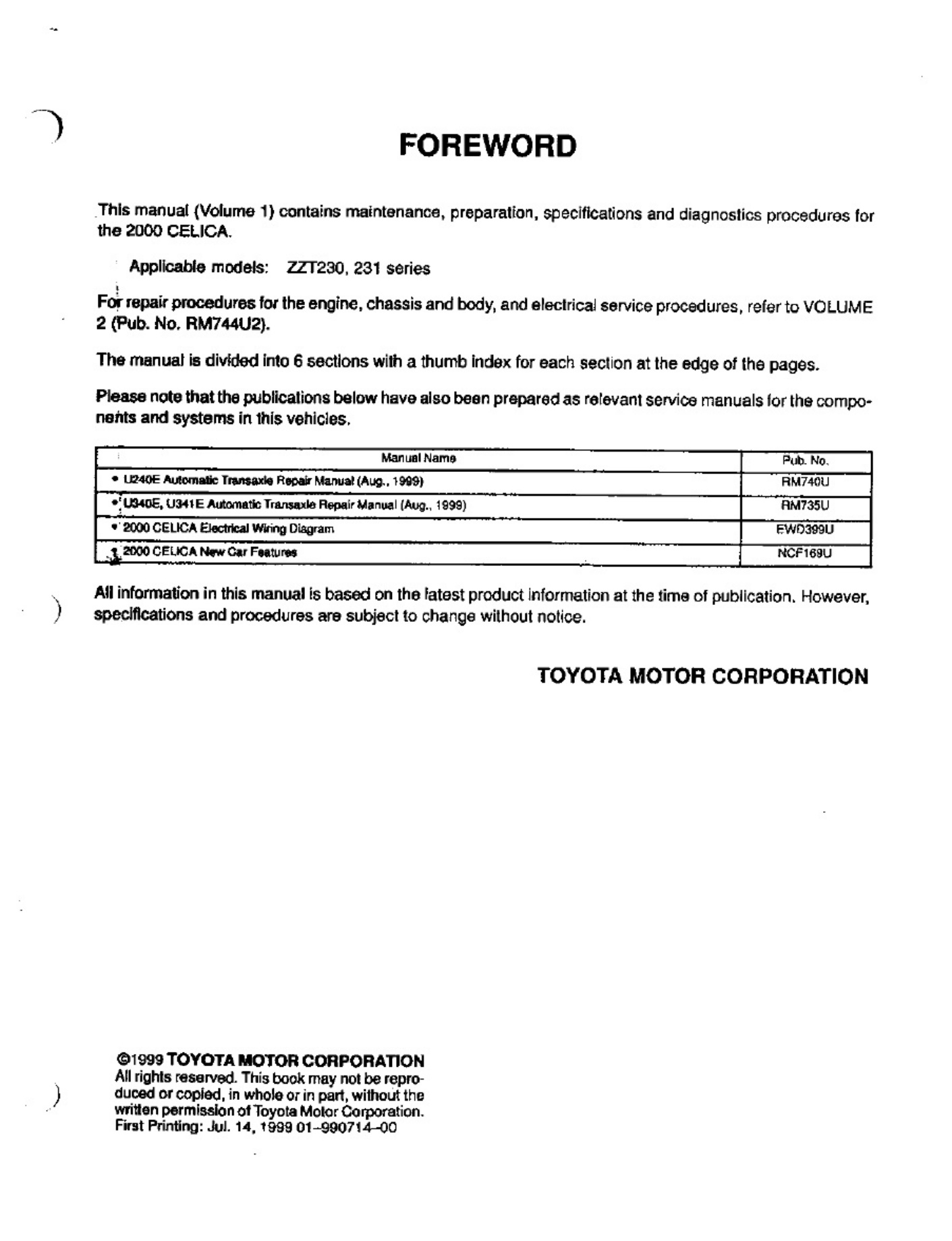 Sample 2 of Toyota 1999 Toyota Celica Workshop Service Manual [PDF]