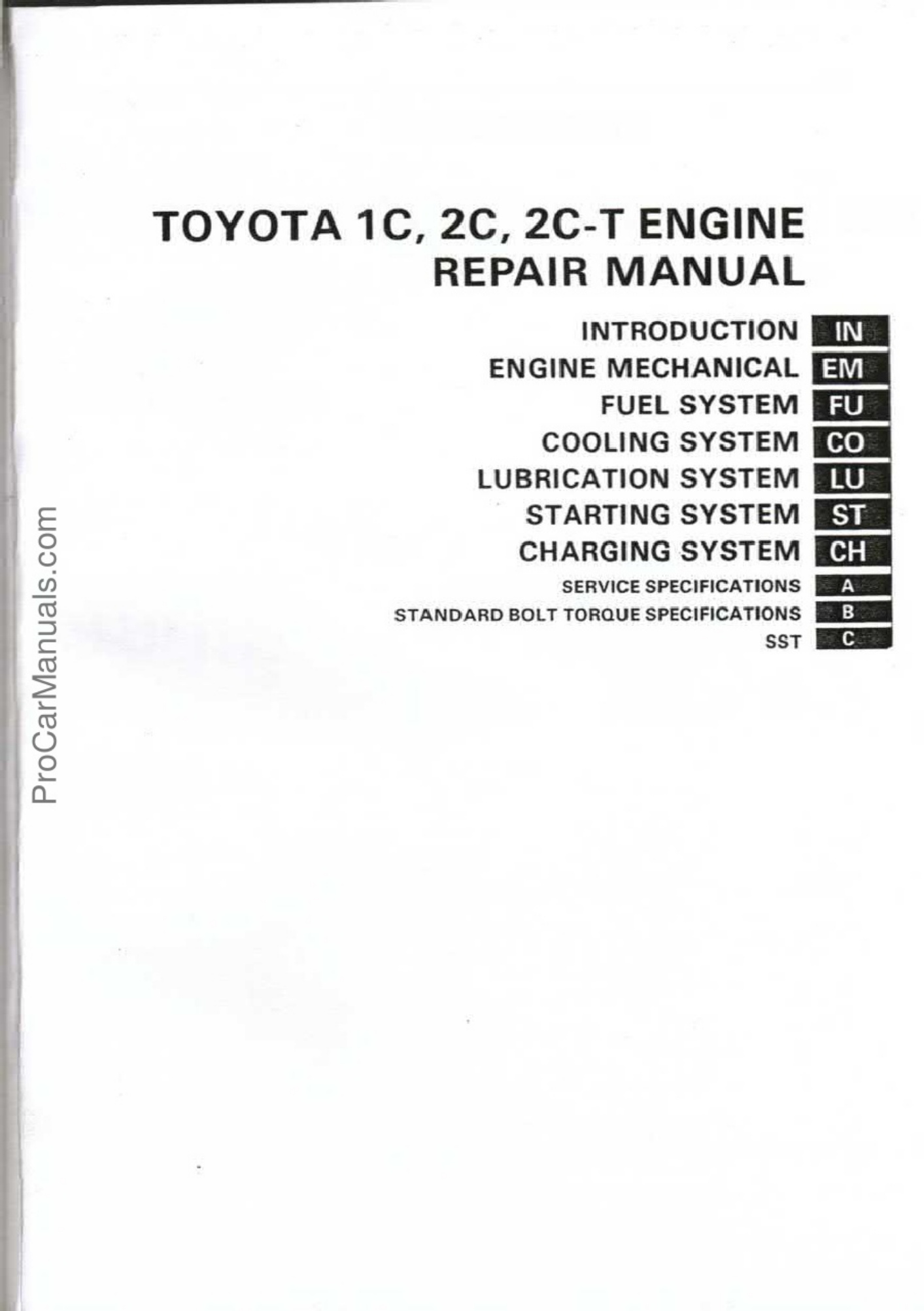 Toyota 1c 2c 2c T Diesel Engine Workshop Service Manual [PDF] cover