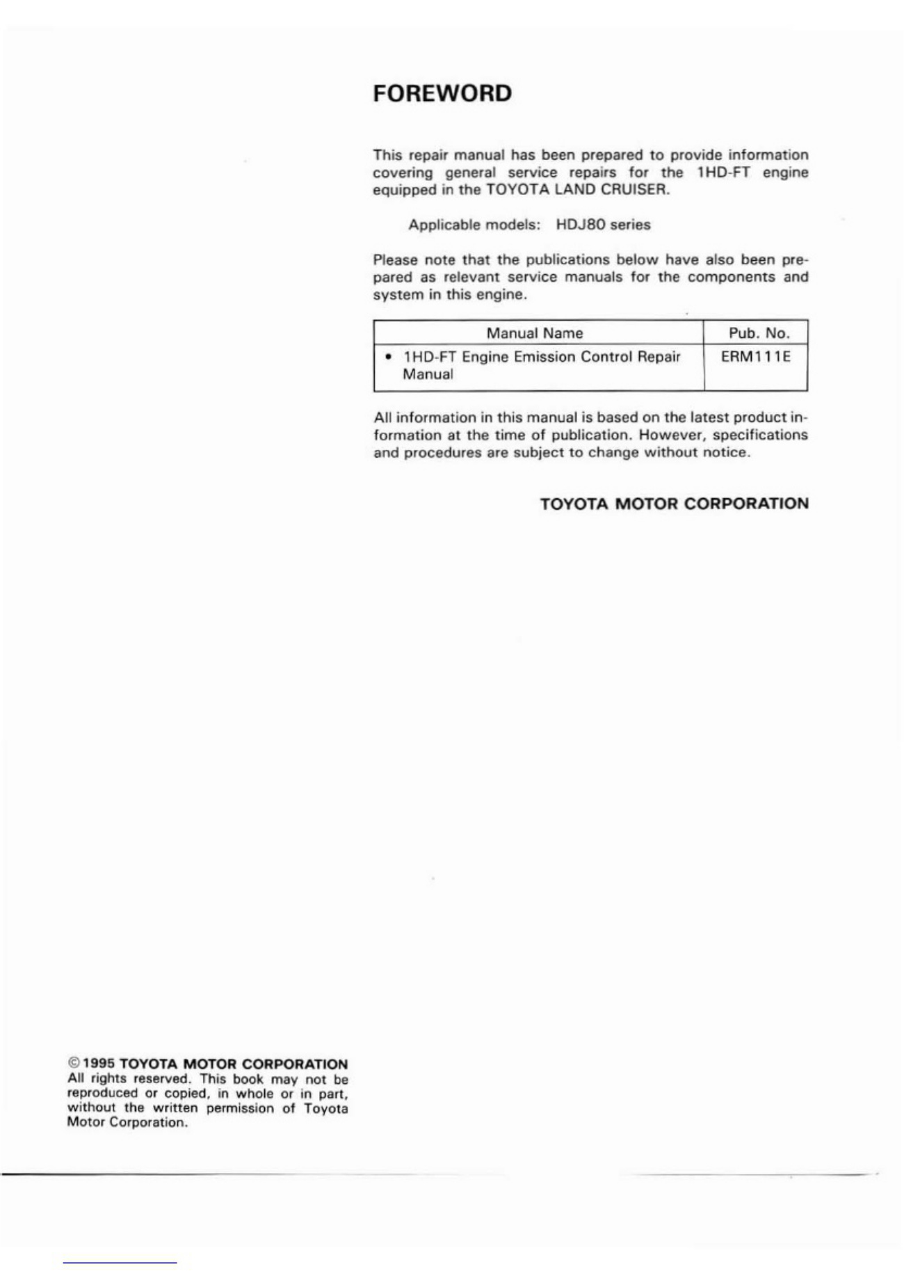 Sample 2 of Toyota 1HD-FT Engine Workshop Service Manual [PDF]