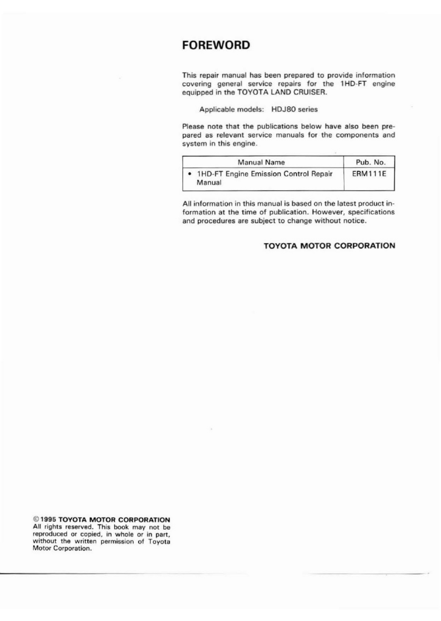 Sample 2 of Toyota 1HD-FT Engine Workshop Service Manual [PDF]