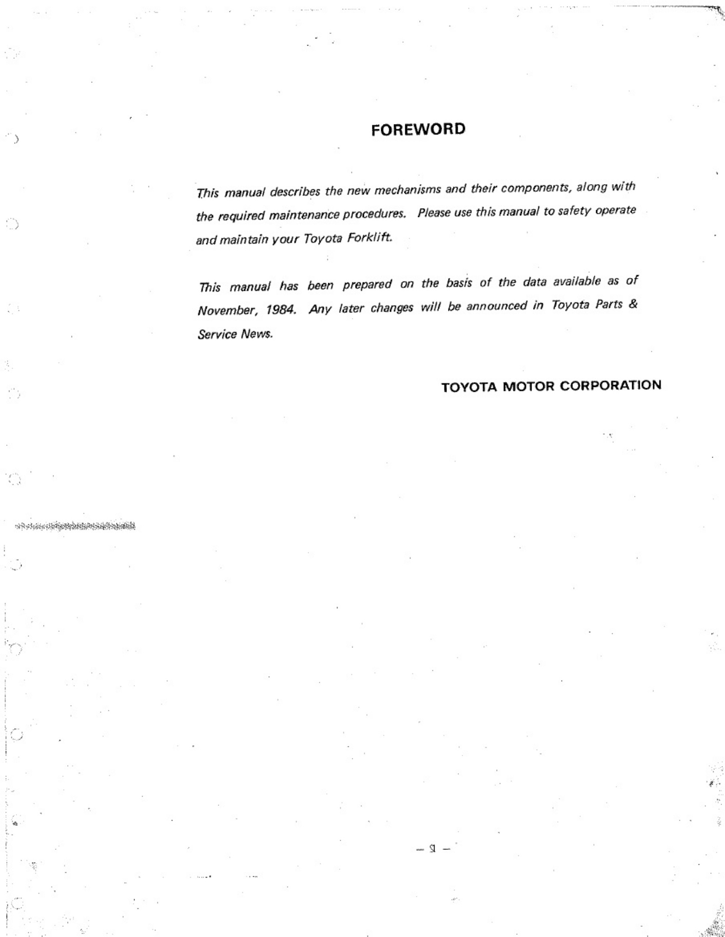Toyota 2FBE Workshop Service Manual [PDF] cover