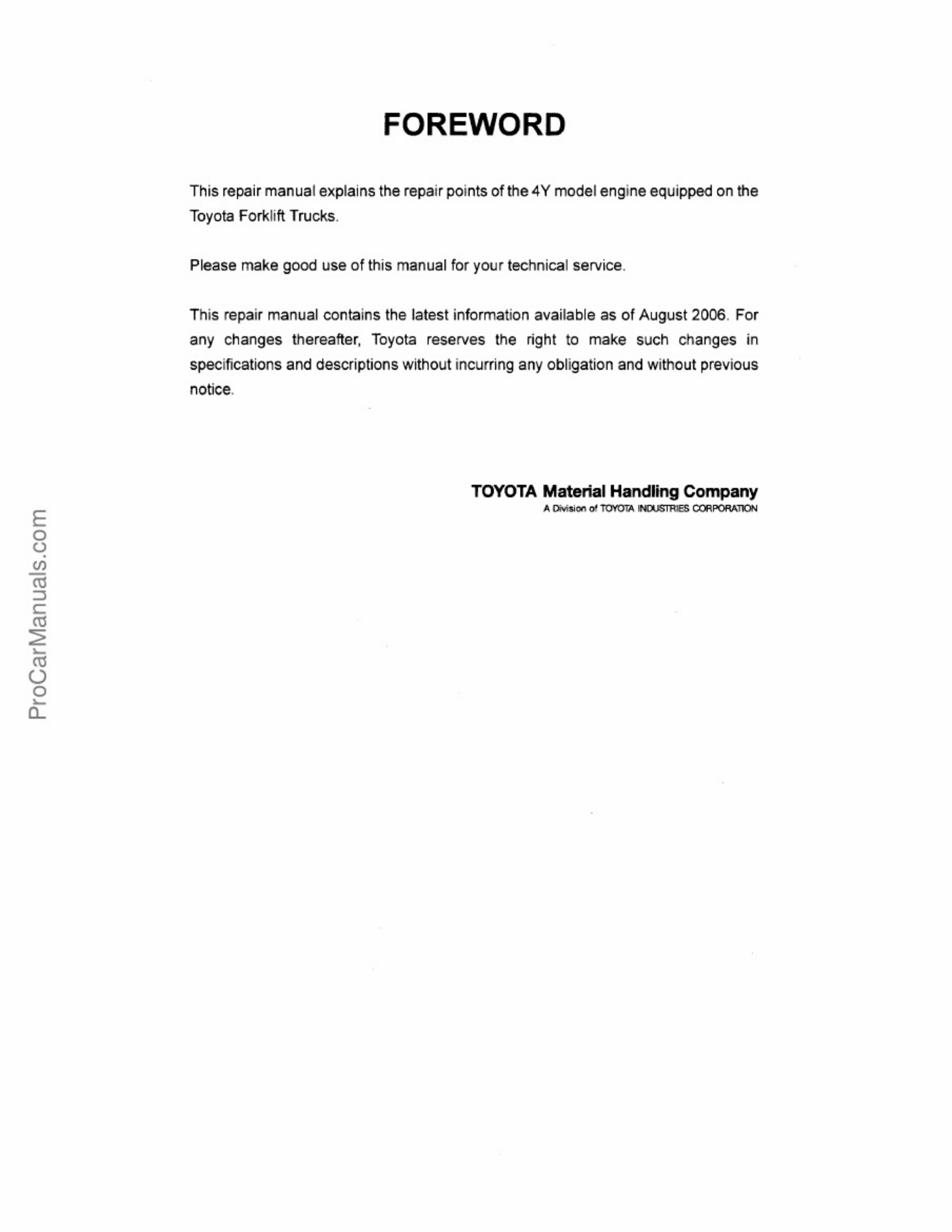 Toyota 4Y Engine Workshop Service Manual [PDF] cover