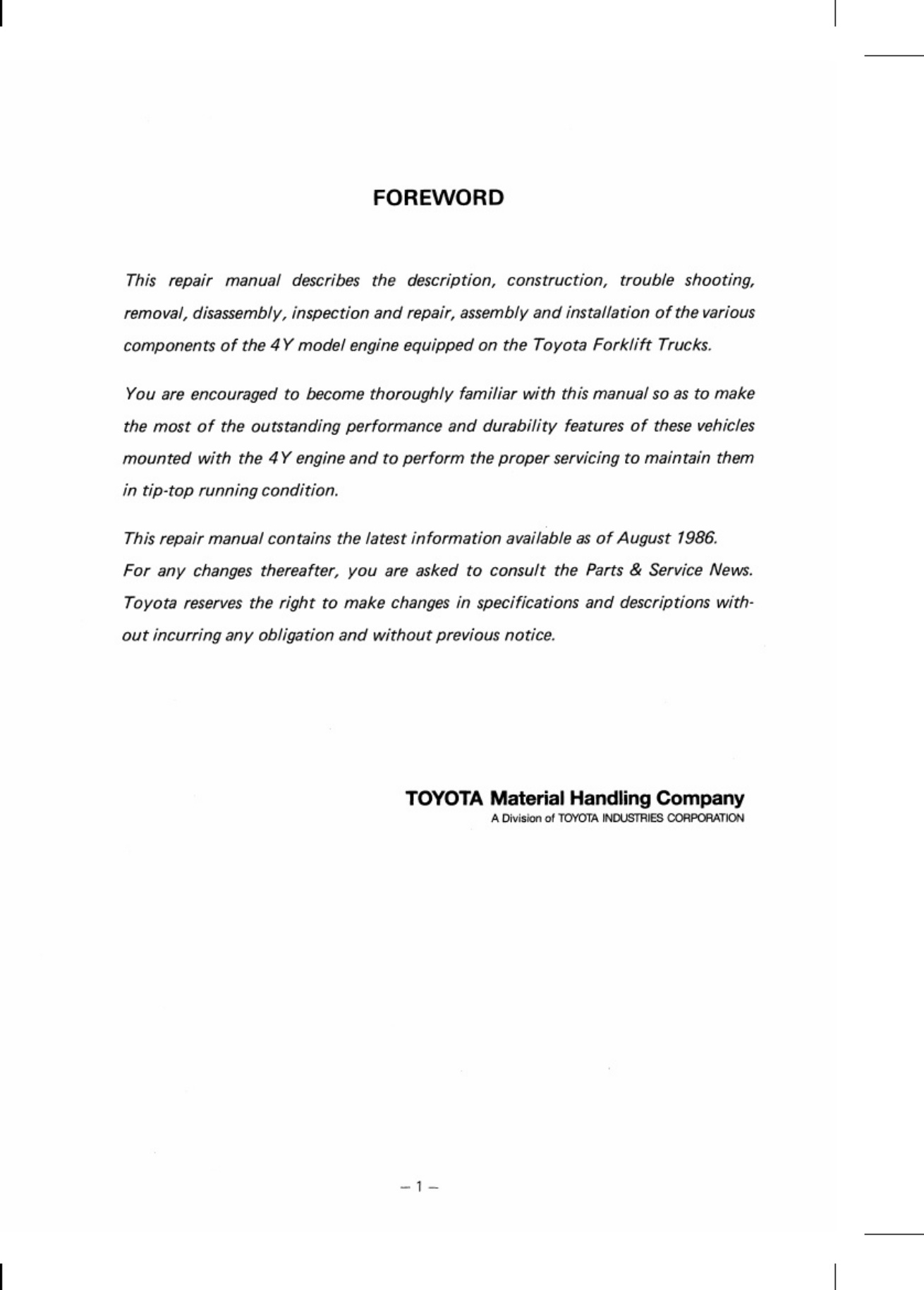 Sample 4 of Toyota 4Y Engine Workshop Service Manual [PDF]